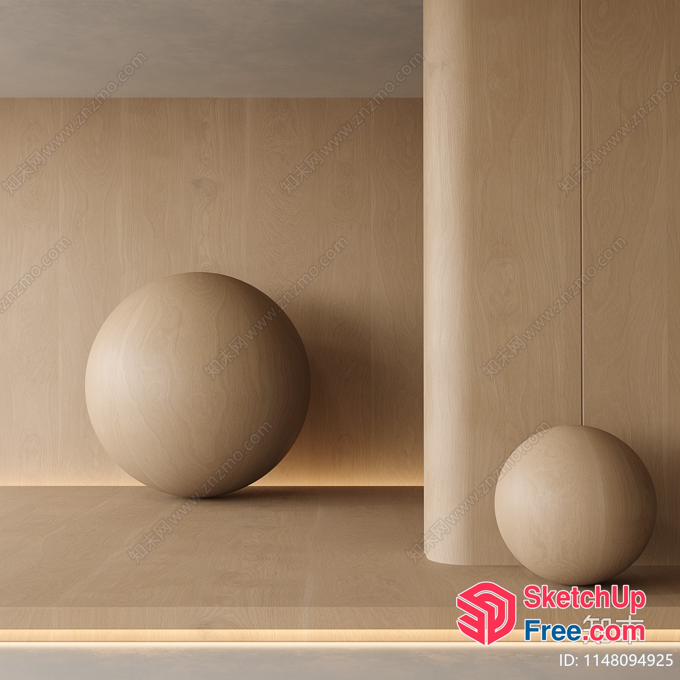 Minimalist Pillars And Spheres Interior Scene 3D SketchUp File