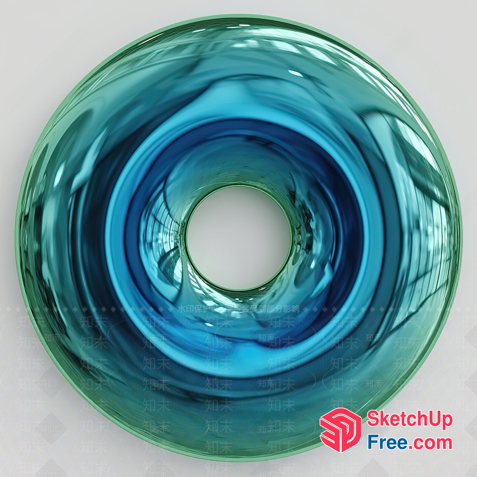 Elegant Blue And Green Glass Art Piece 3D SketchUp File
