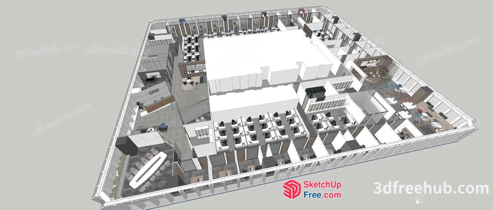 3D Office Building Floor Plan 3D SketchUp File