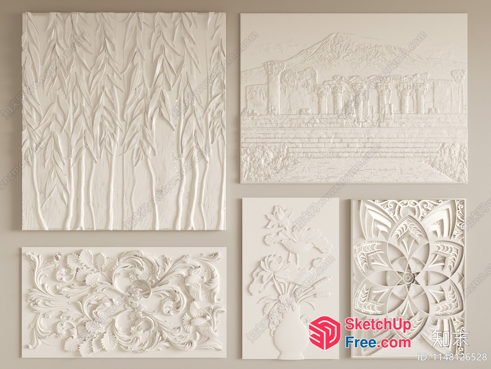 Carved Artistic Panel Designs 3D SketchUp File