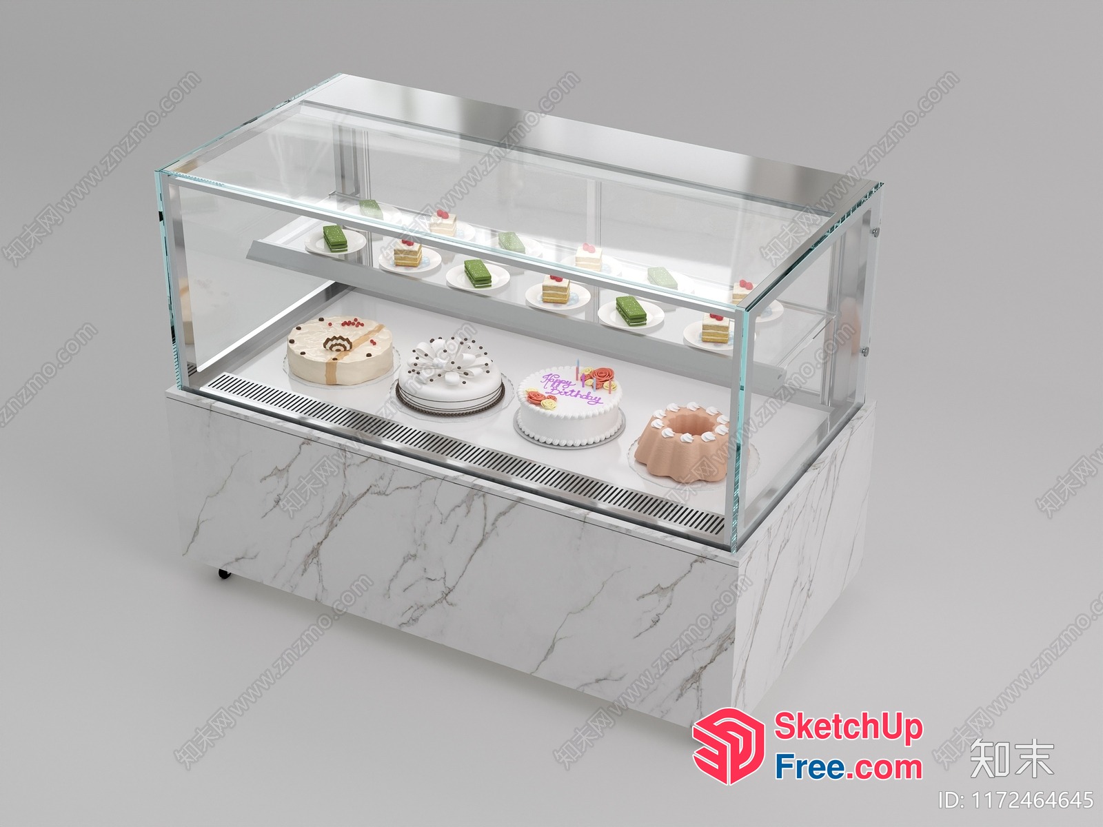 Cake Display Case With Marble Base And Glass Top 3D SketchUp File