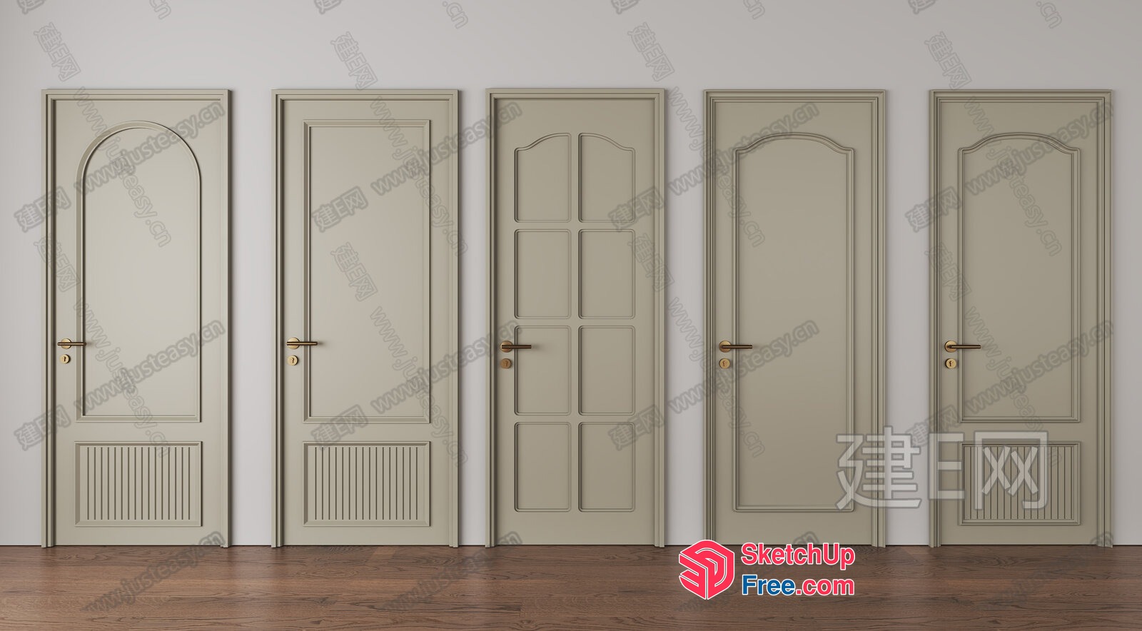 Elegant Doors With Classic Handles 3D SketchUp File