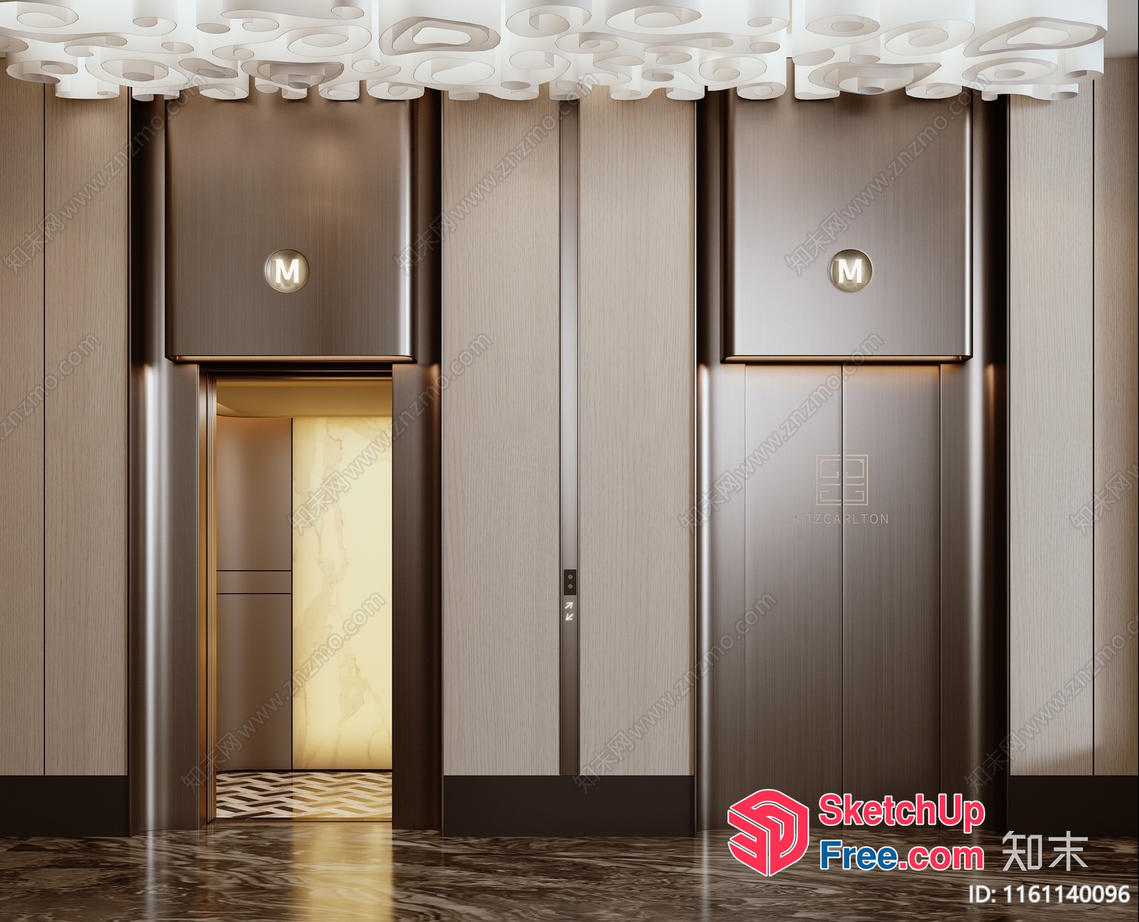 Modern Elevator And Stairs Interior 3D SketchUp File
