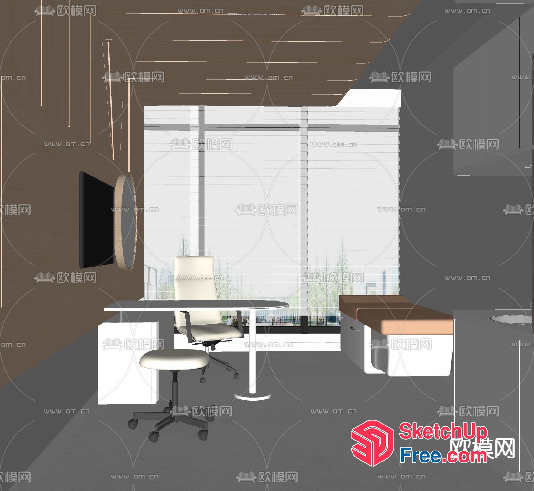 Office Interior With Modern And Minimalist Style 3D SketchUp File