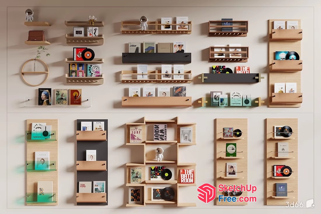 Bookshelf Wall Decor Collection 3D SketchUp File