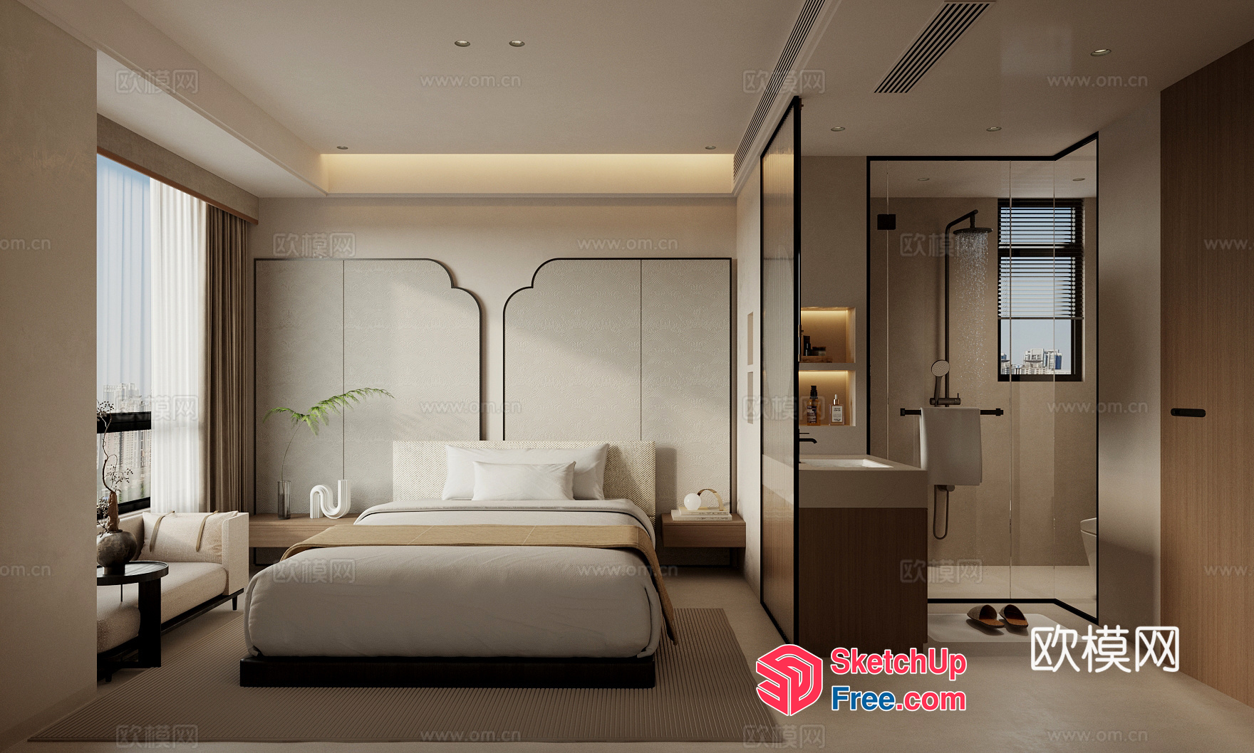 Modern Minimalist Bedroom Interior 3D SketchUp File