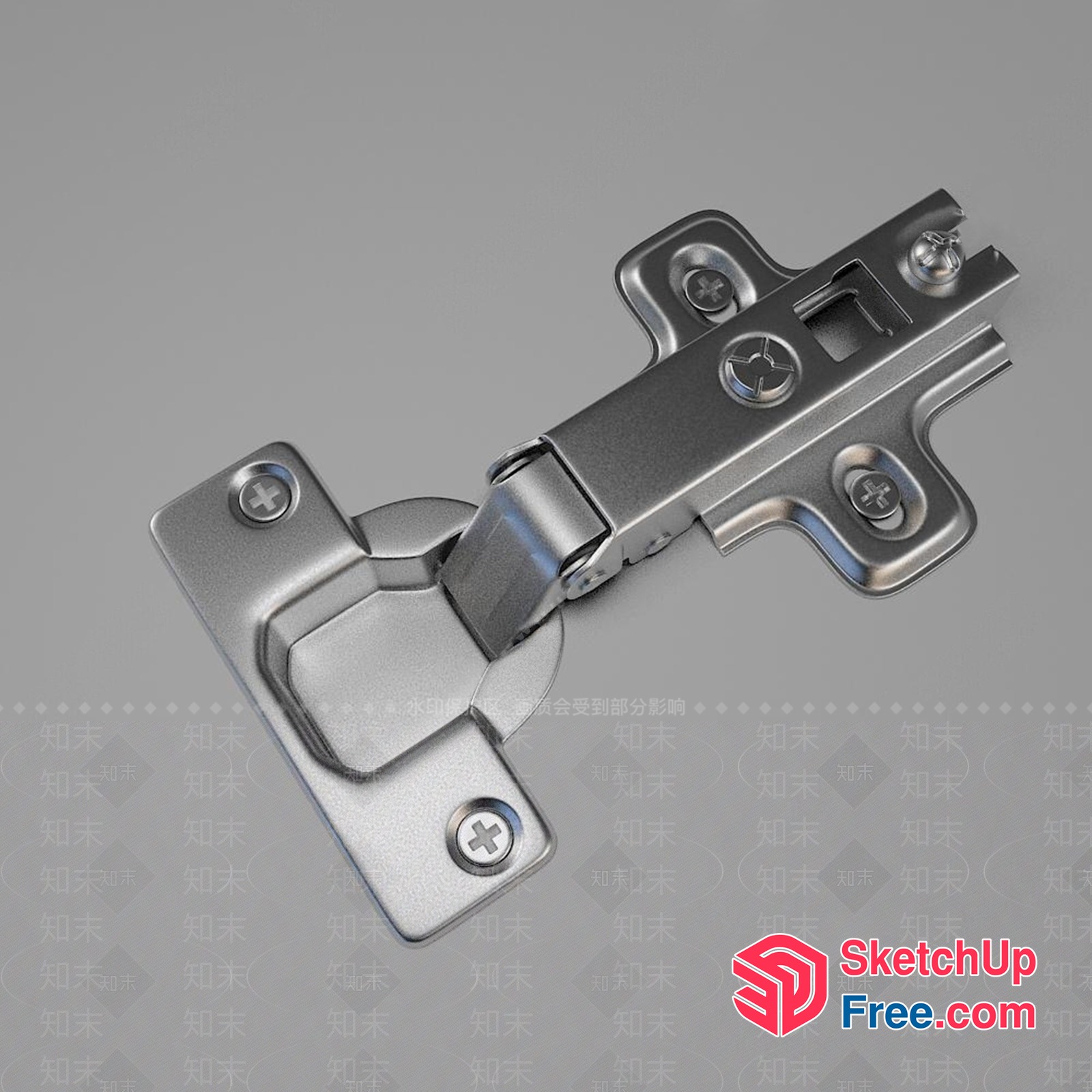Silver Metal Cabinet Door Hinge 3D SketchUp File