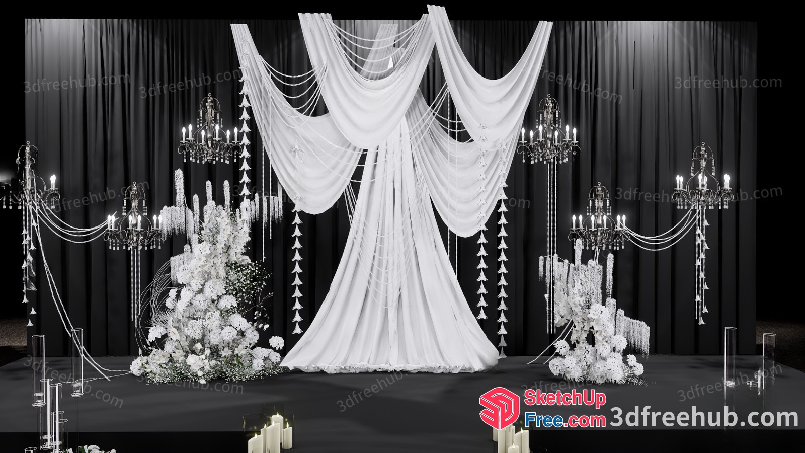 Elegant White Wedding Decor 3D SketchUp File