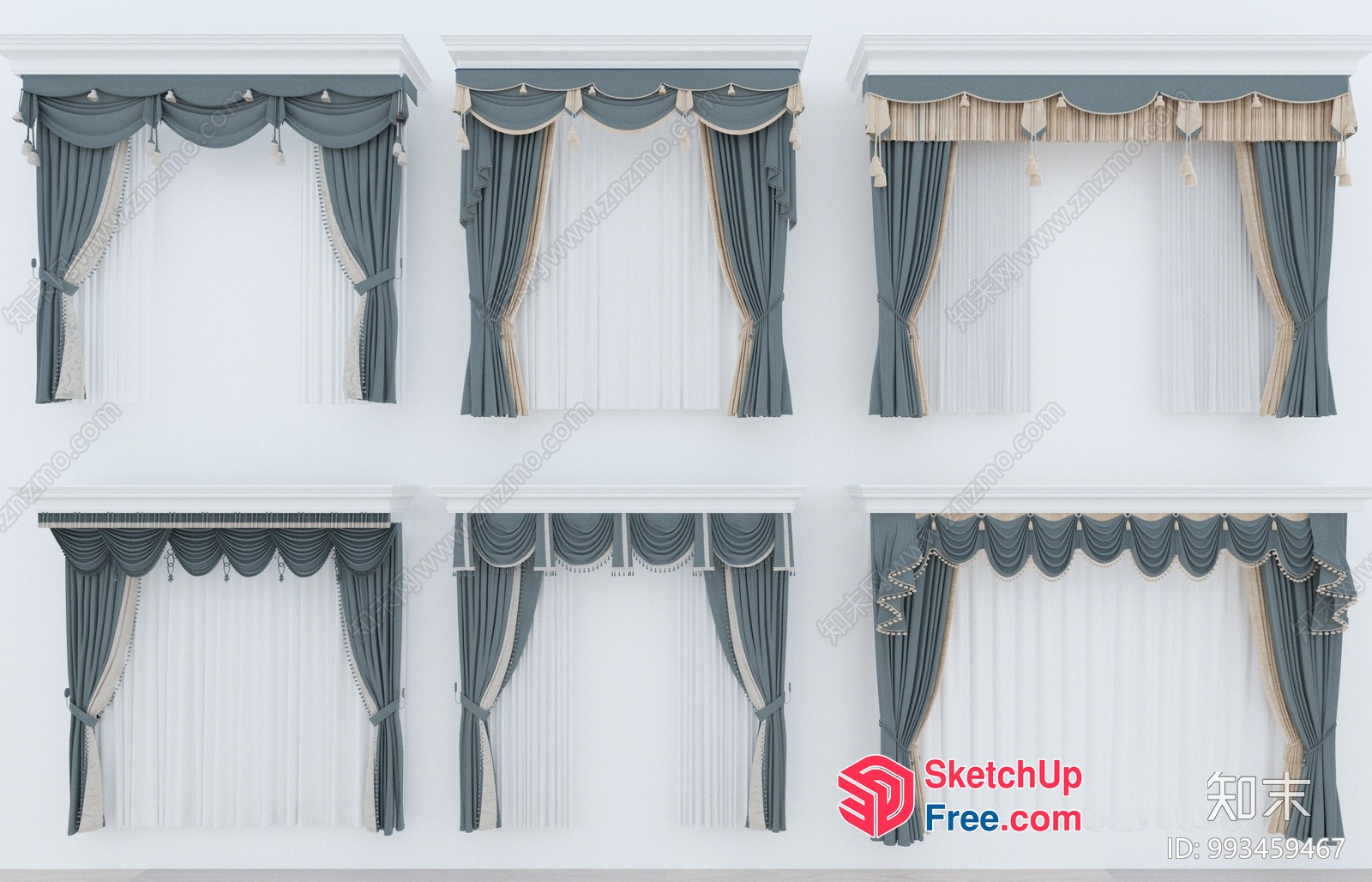 Elegant Window Treatments In Classic Style 3D SketchUp File