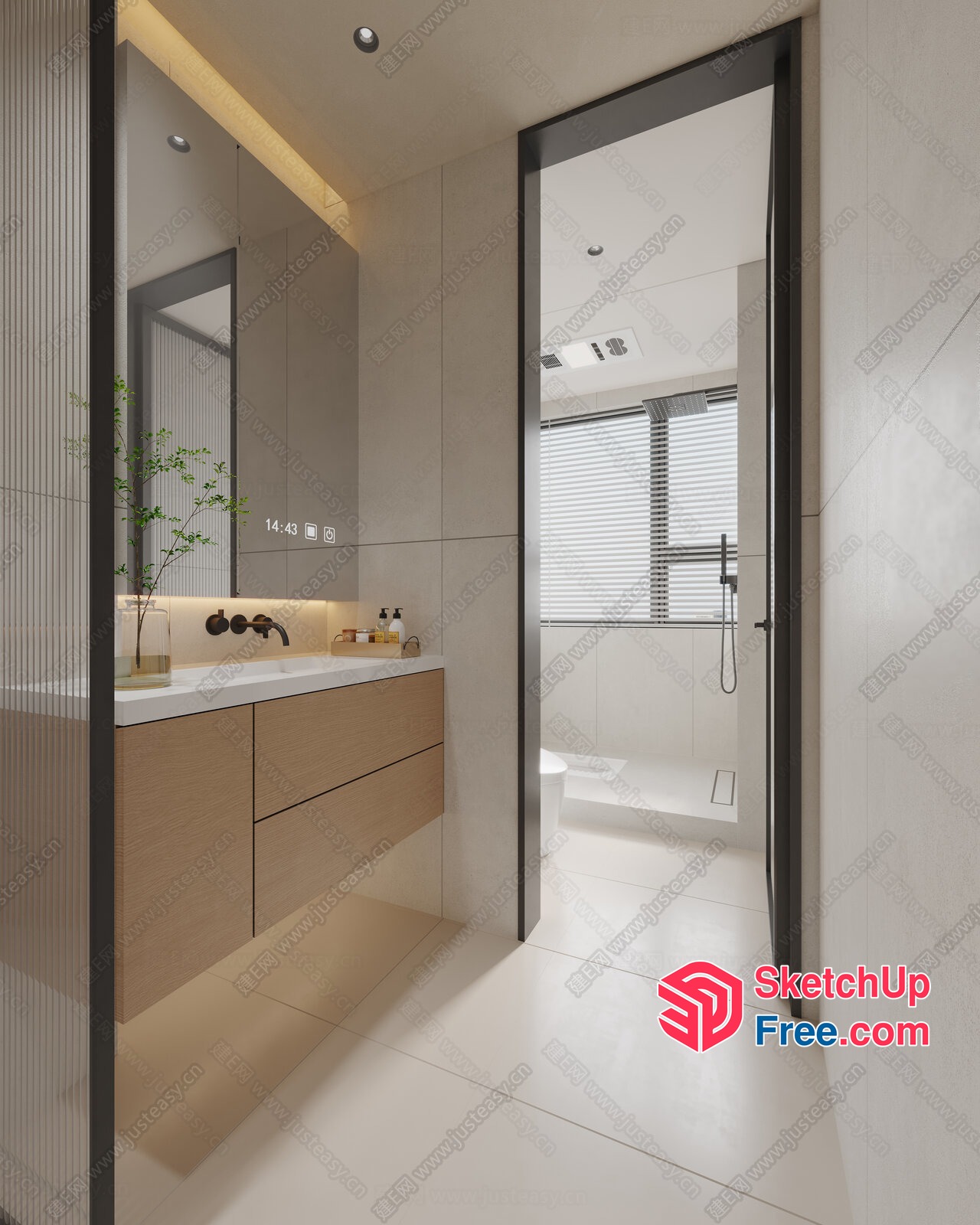 Modern Bathroom With Sleek White And Wood Accents 3D SketchUp File