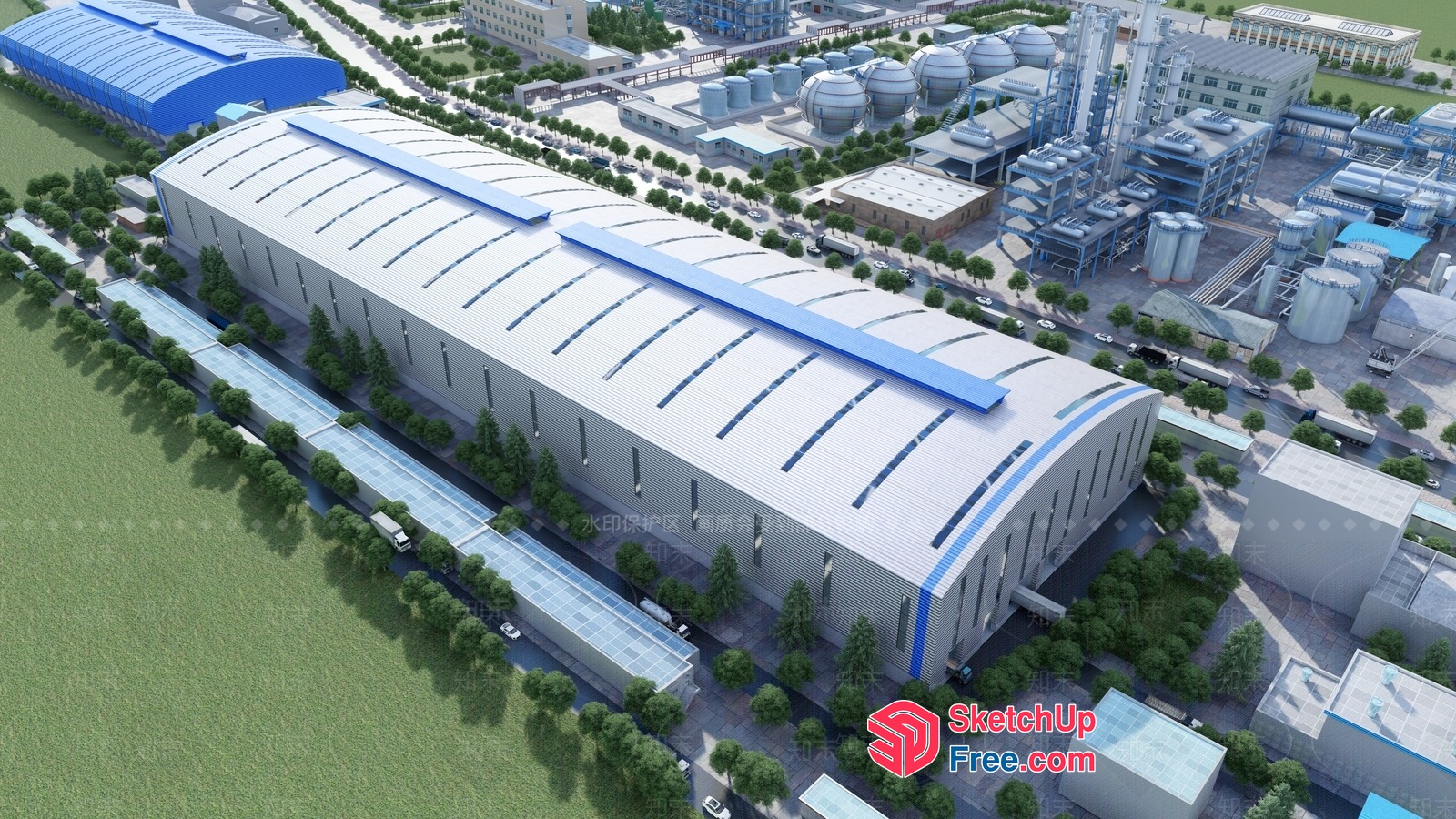 Industrial Park Building Exterior 3D SketchUp File