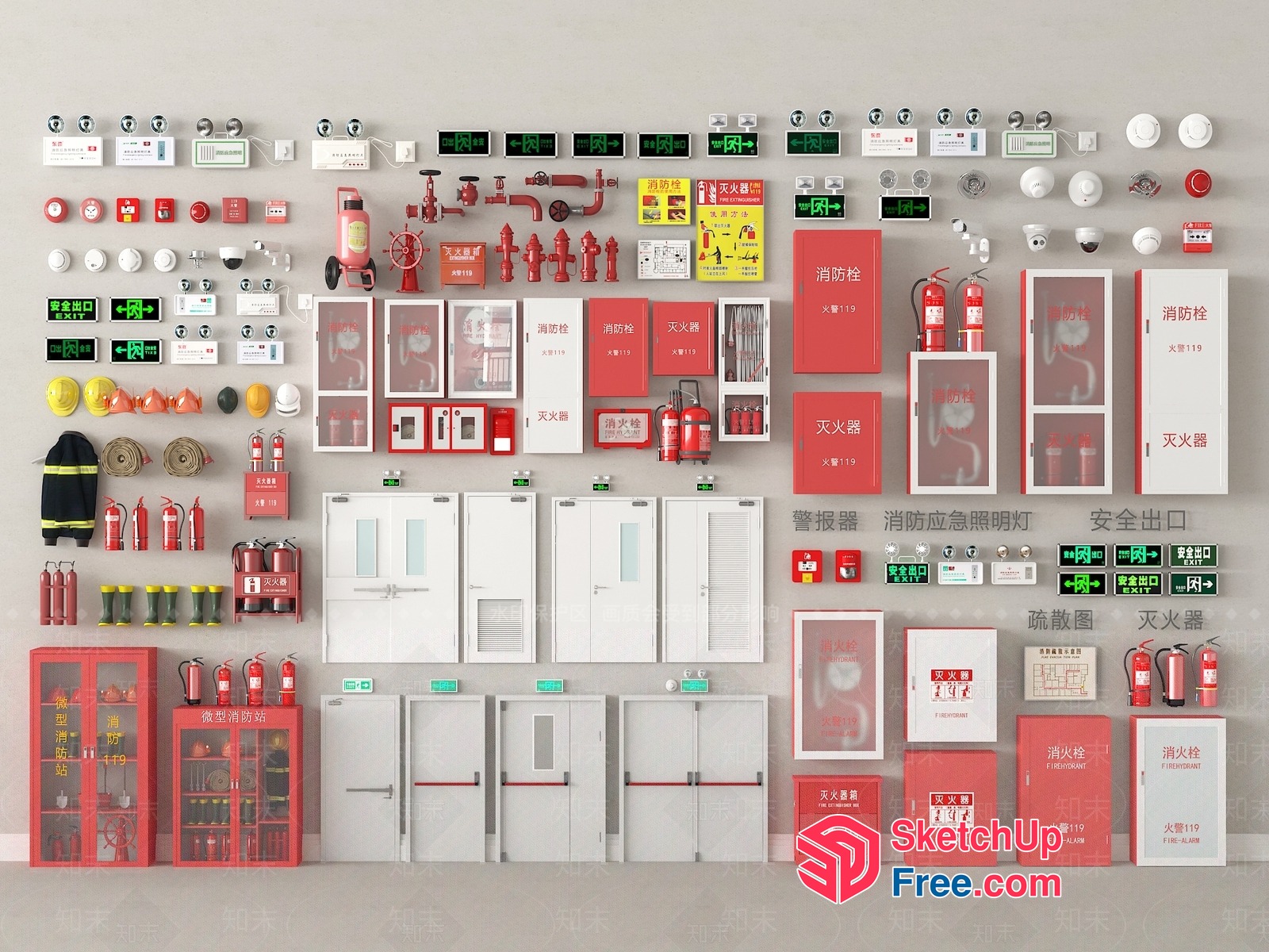 Fire Safety Equipment Display 3D SketchUp File