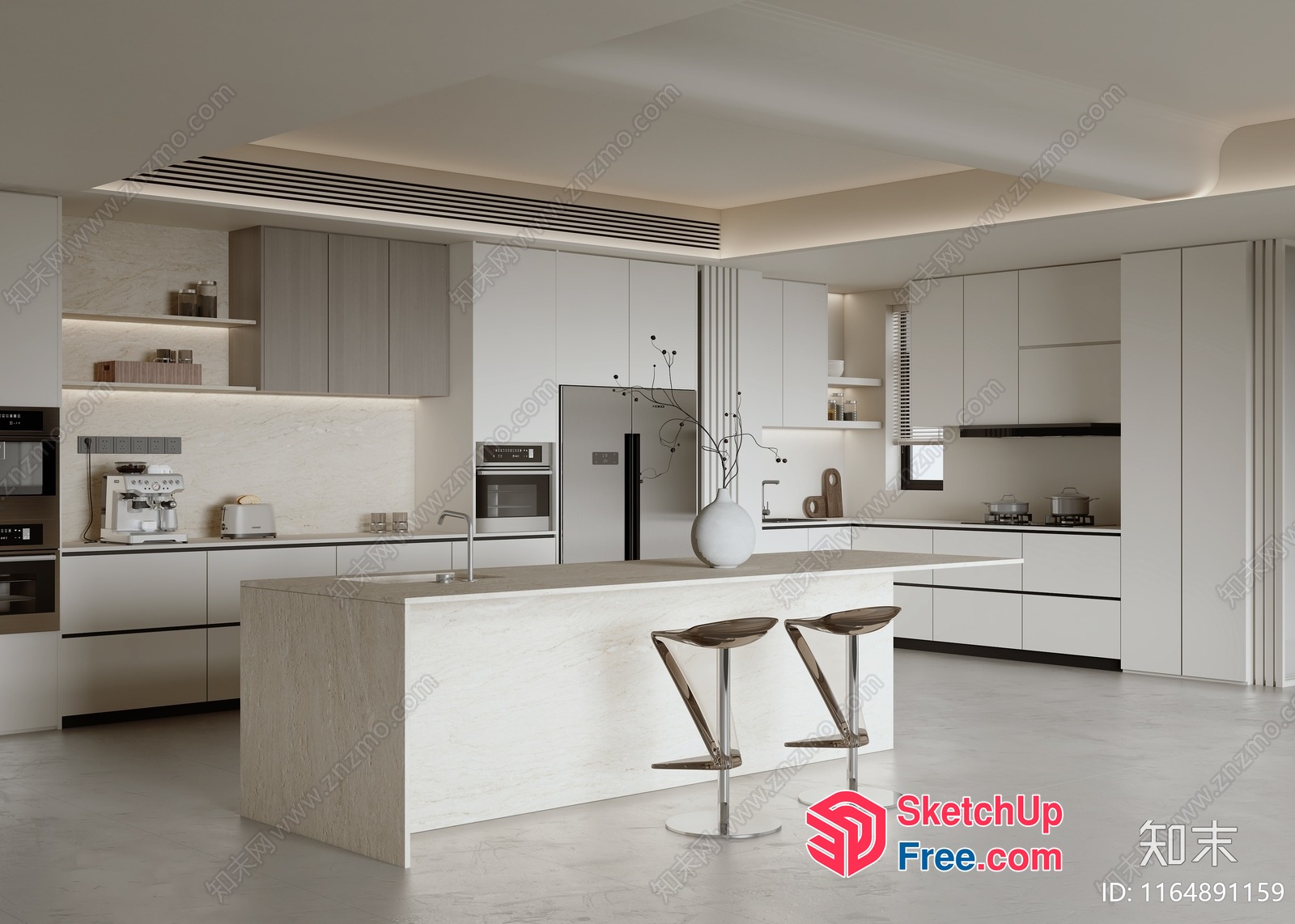 Modern Kitchen Interior With Sleek Appliances And Minimalist Decor 3D SketchUp File