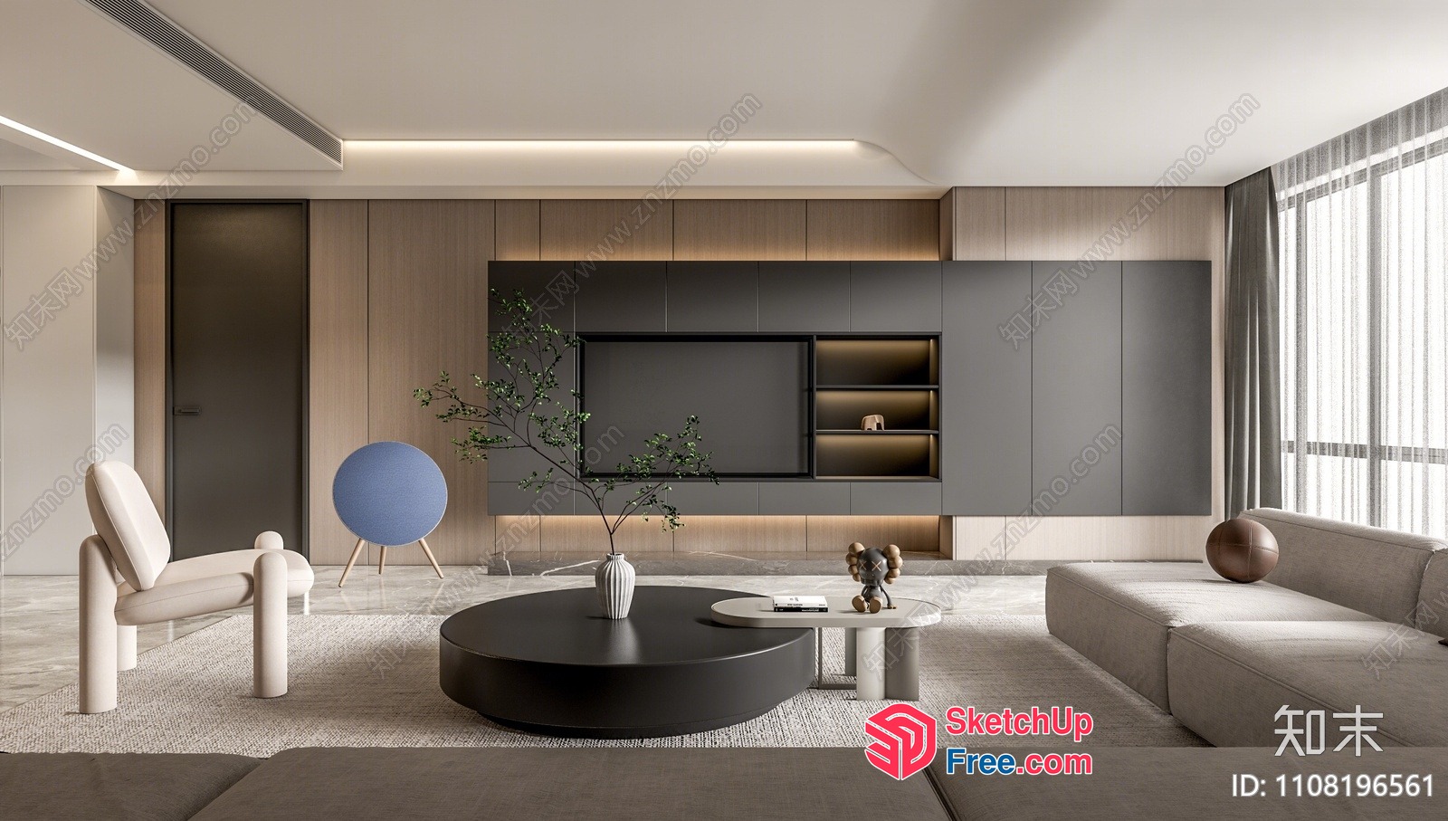 Modern Minimalist Living Room With Sleek Furniture 3D SketchUp File