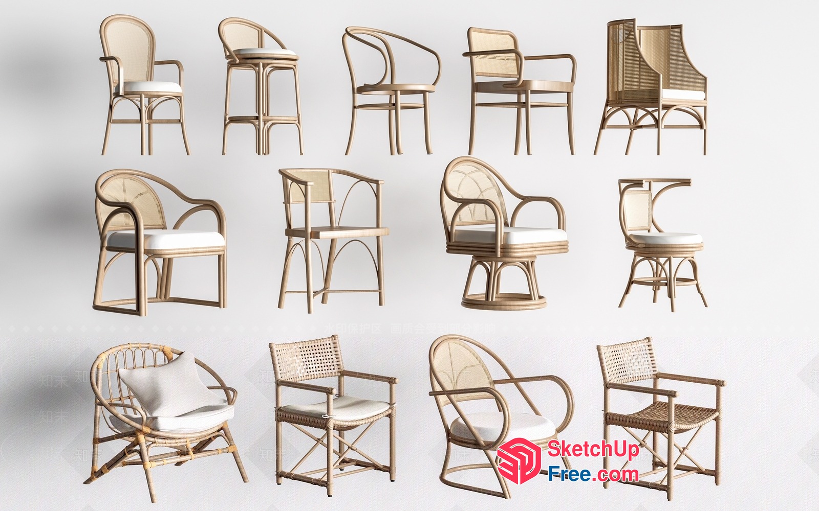 Rattan Chairs Collection 3D SketchUp File