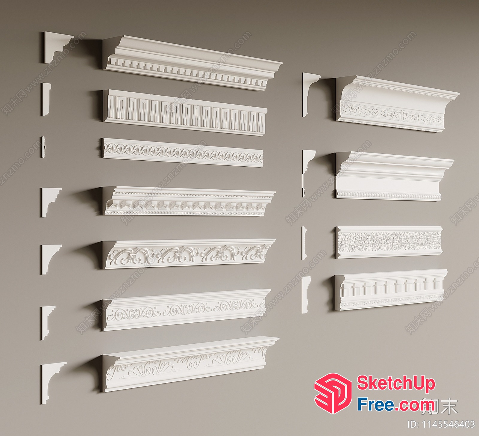 Ornate Architectural Mouldings 3D SketchUp File