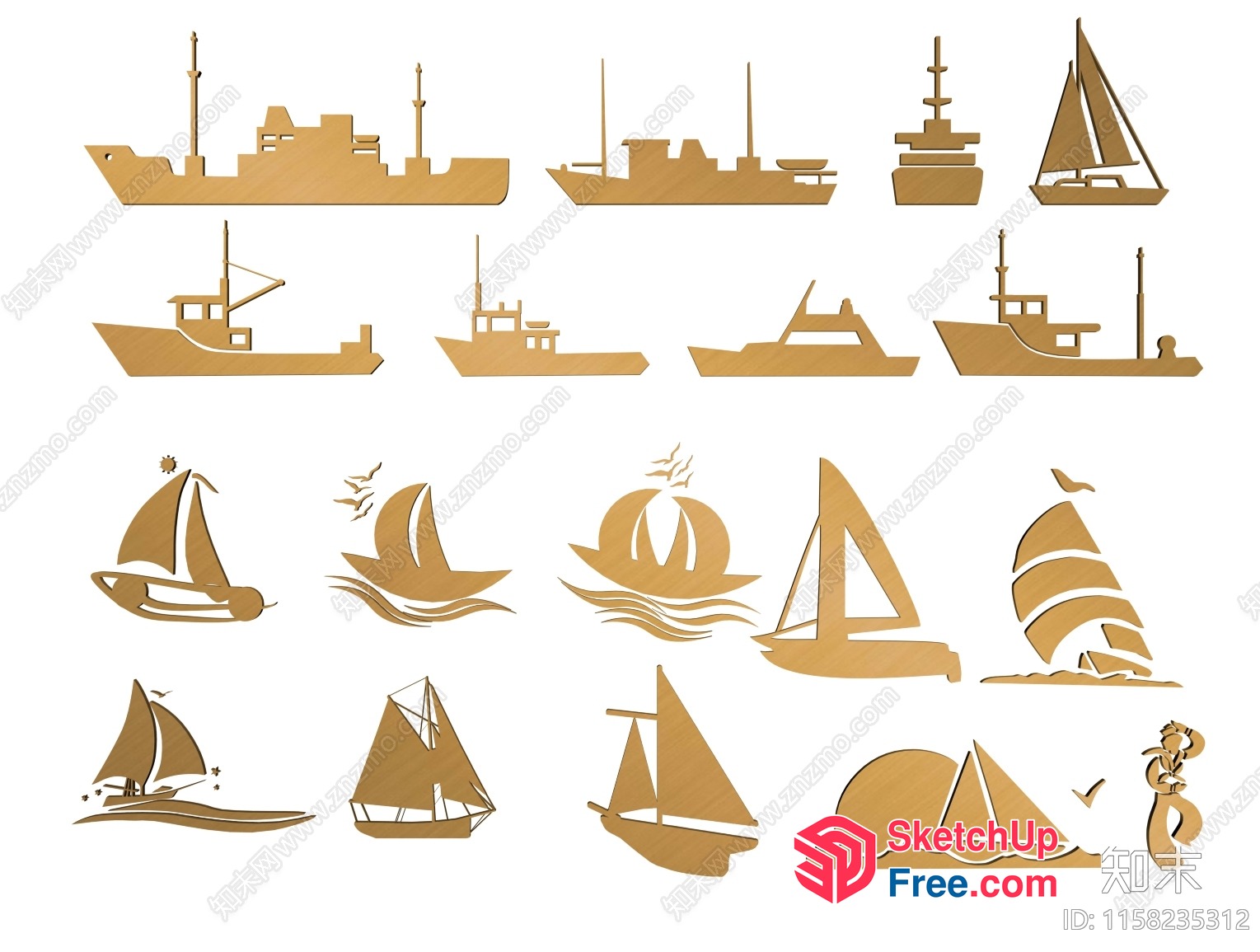 Sailing Ship Decorative Elements 3D SketchUp File