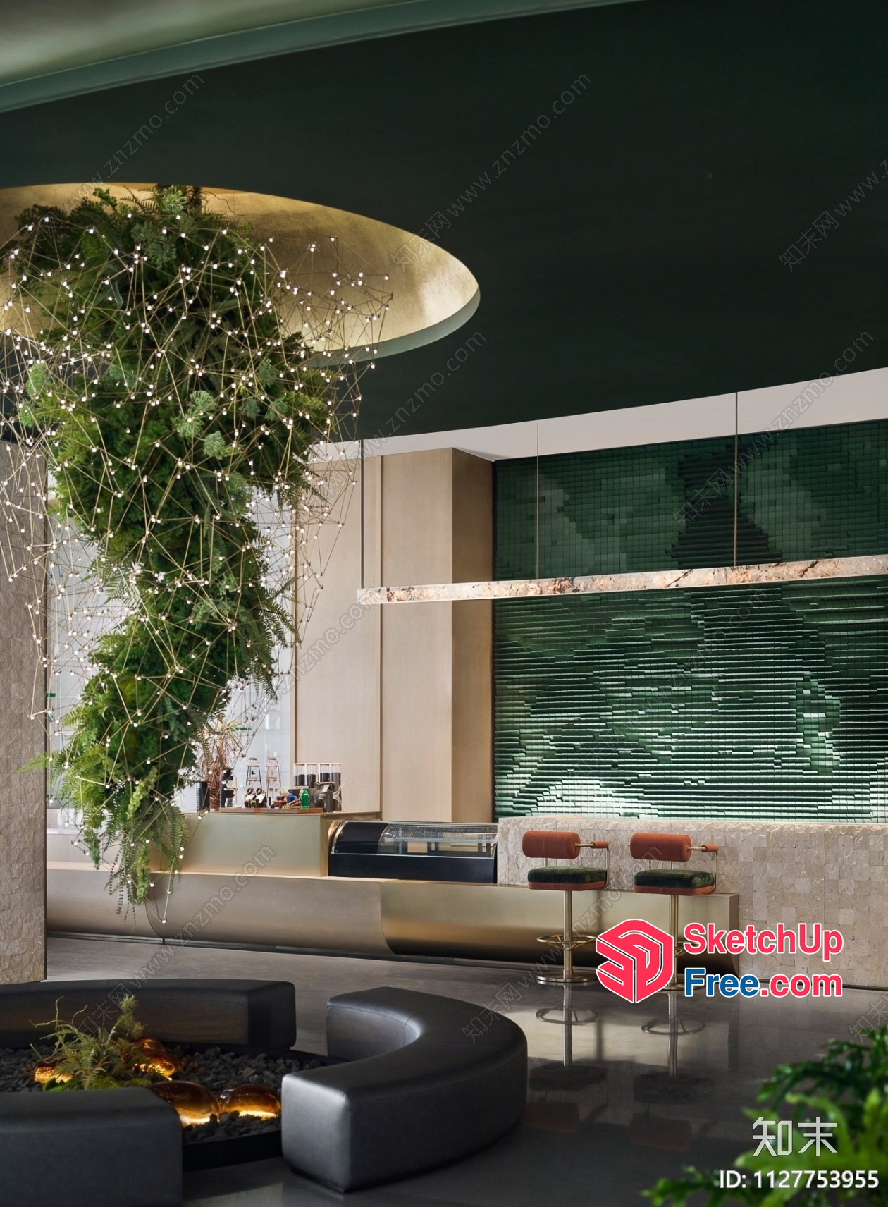 Modern Interior With Greenery And Fire Pit 3D SketchUp File