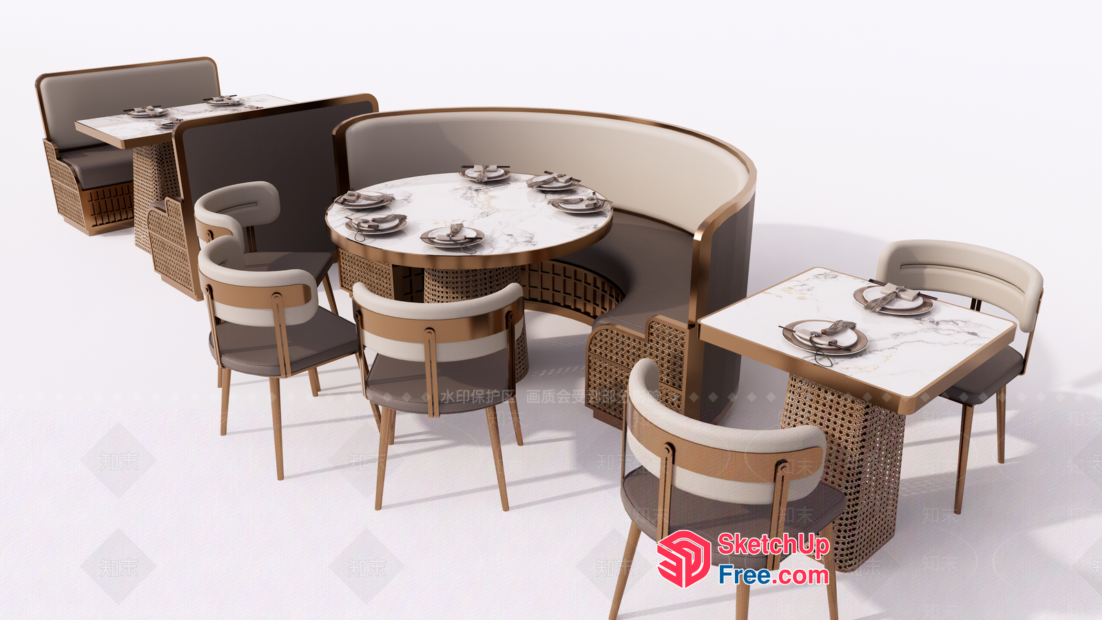 Elegant Modern Dining Set 3D SketchUp File