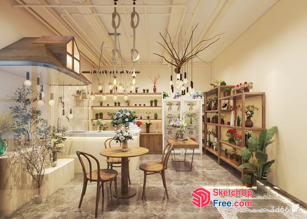 Elegant And Modern Flower Shop Interior 3D SketchUp File