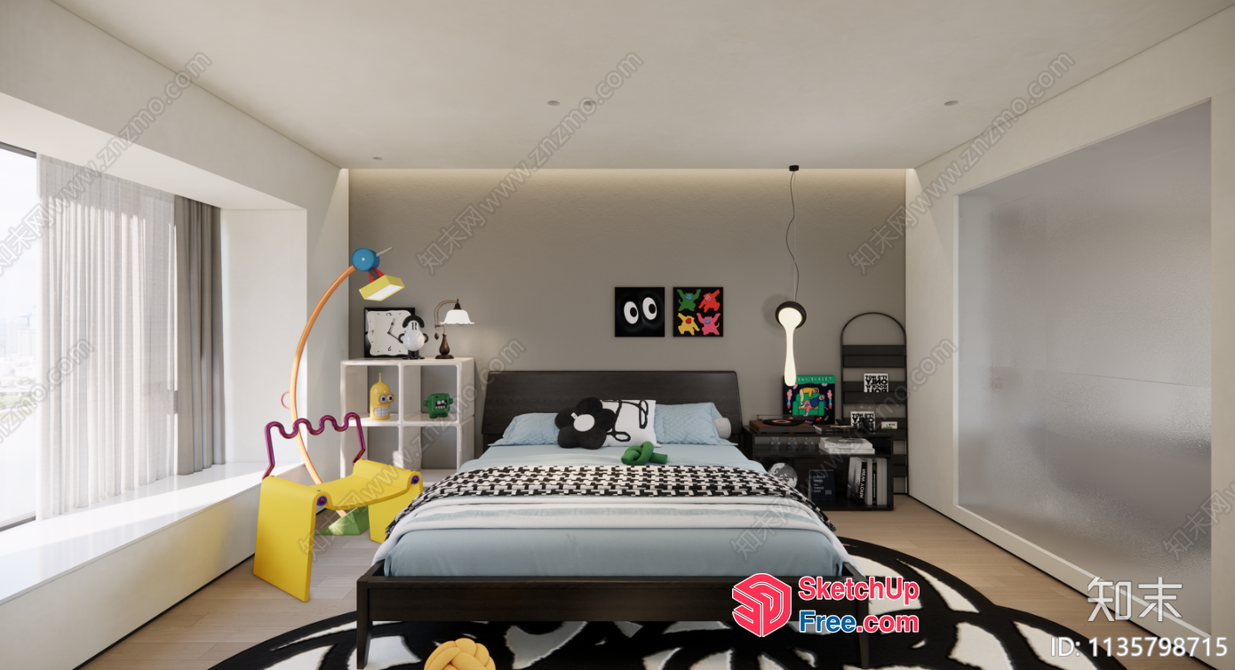 Minimalist Japanese Style Bedroom 3D SketchUp File