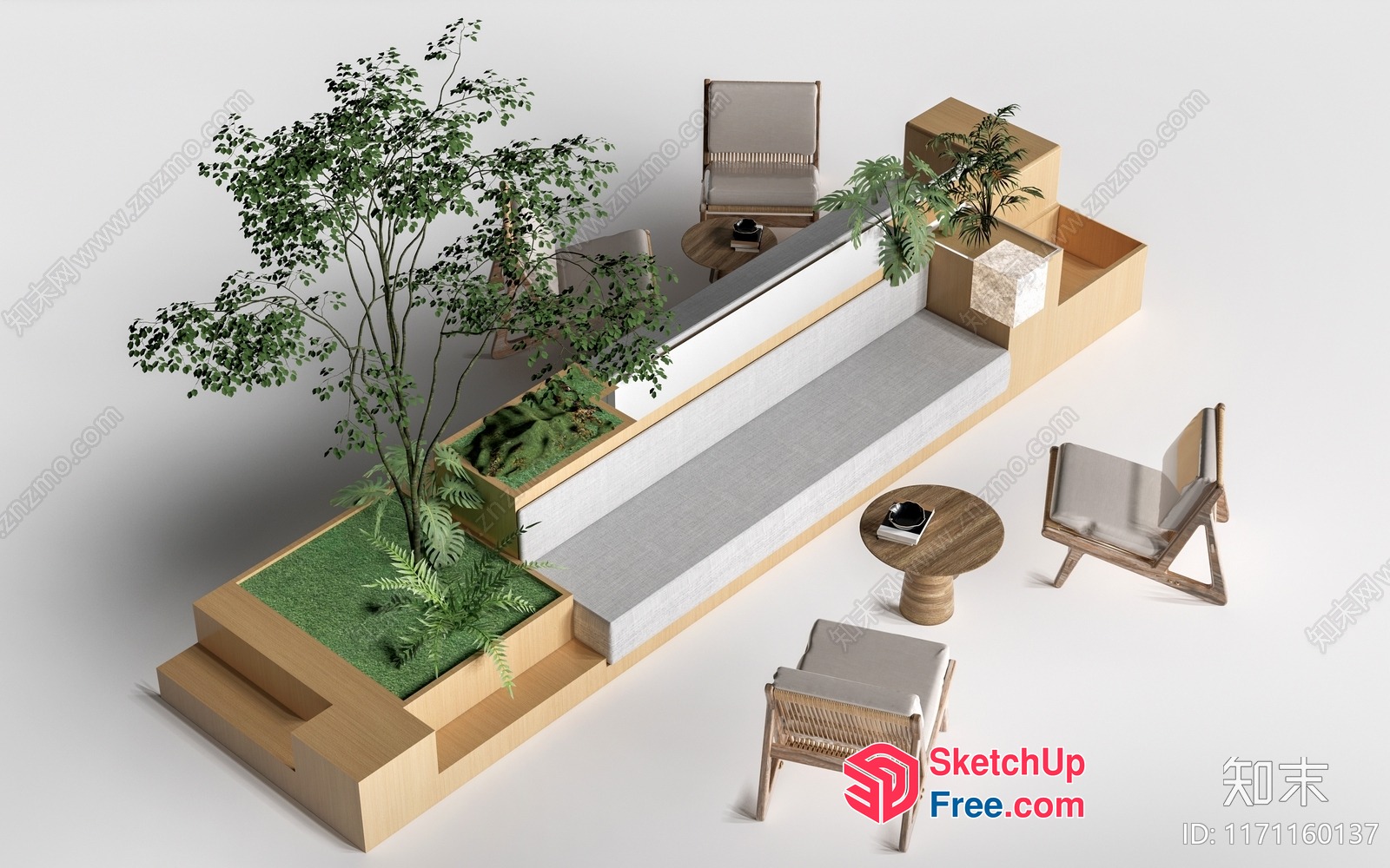 Modern Minimalist Office Space With Natural Elements 3D SketchUp File