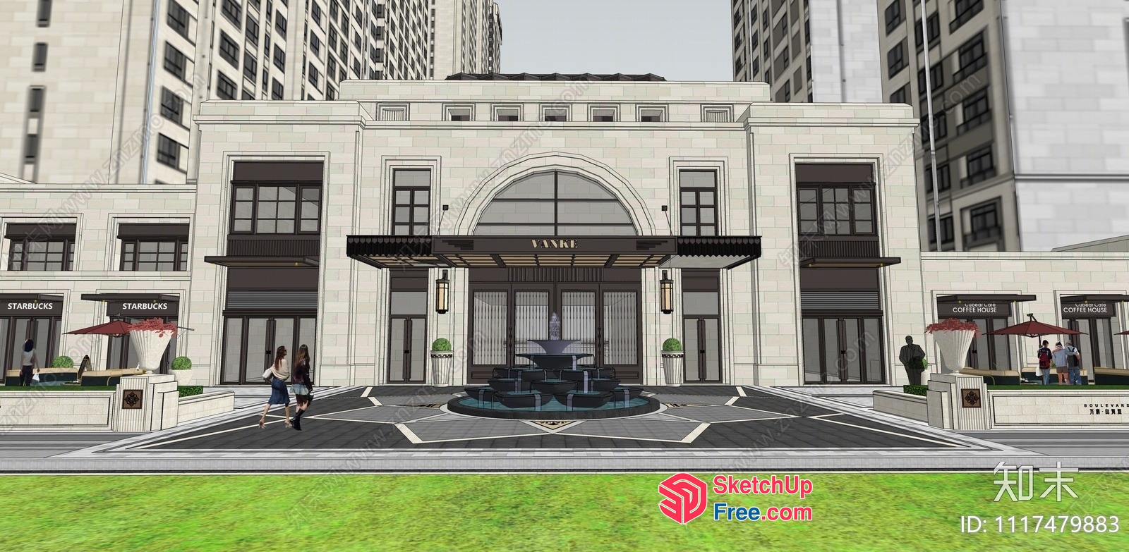 Classic Moulding Entrance To A Modern Building 3D SketchUp File
