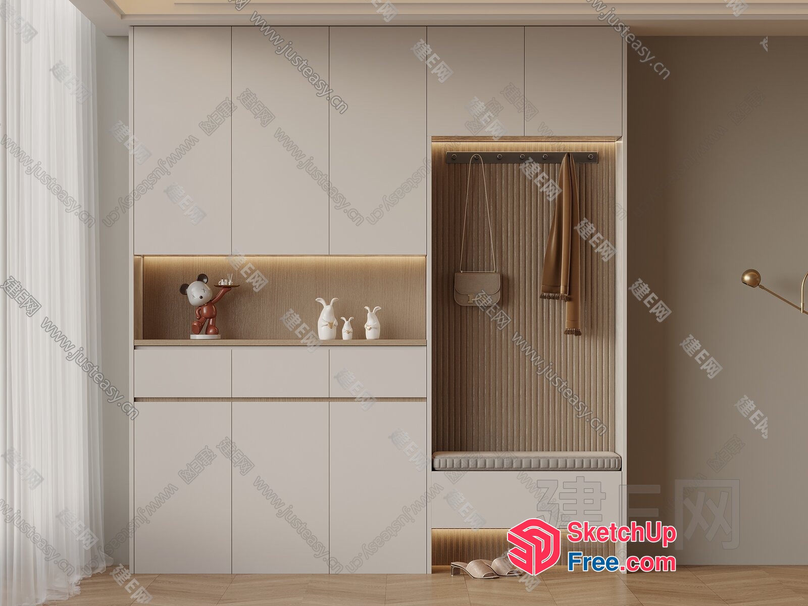 Minimalist Modern Creamy Style Villa Exterior 3D SketchUp File