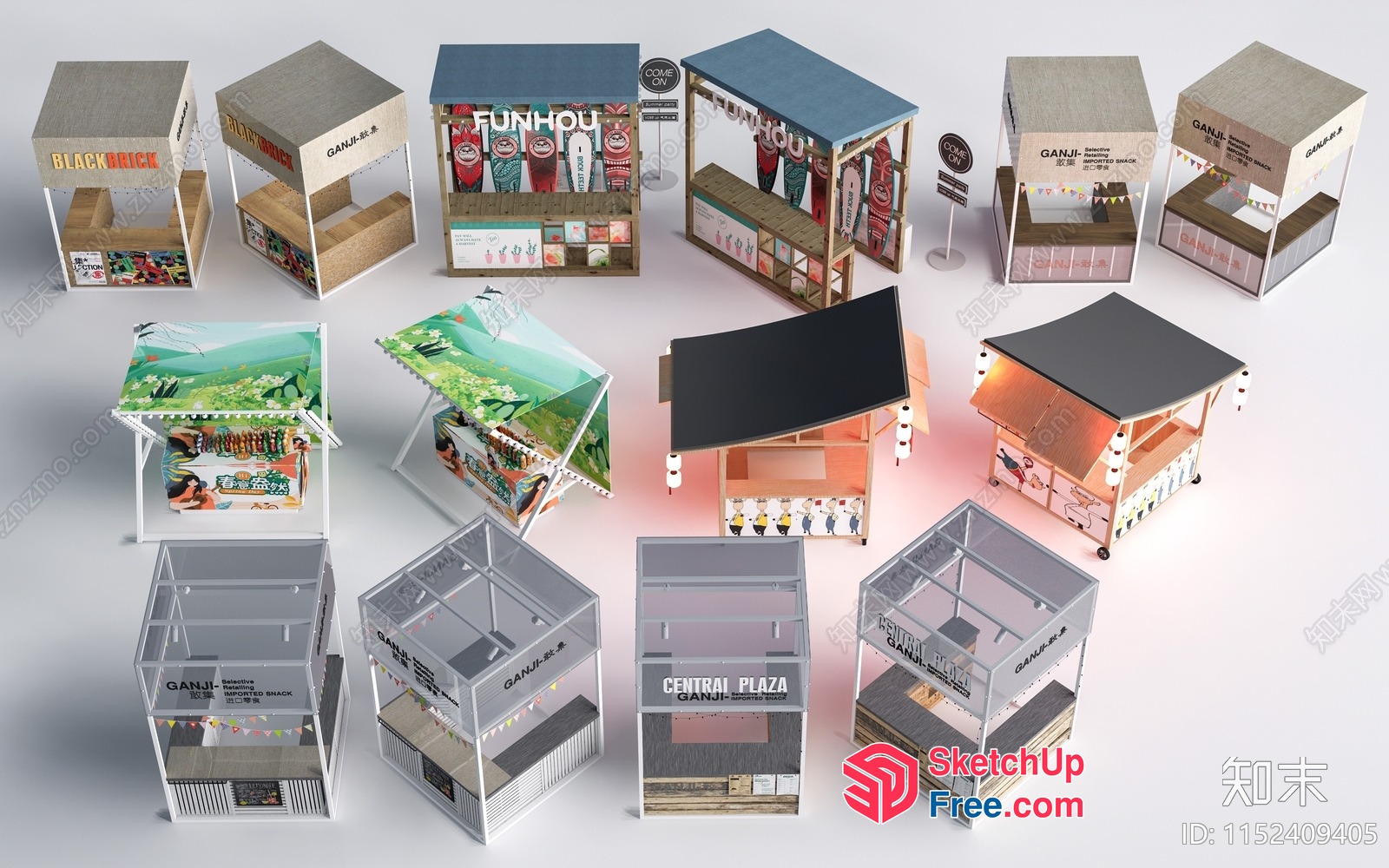 Colorful Food Truck Park 3D SketchUp File