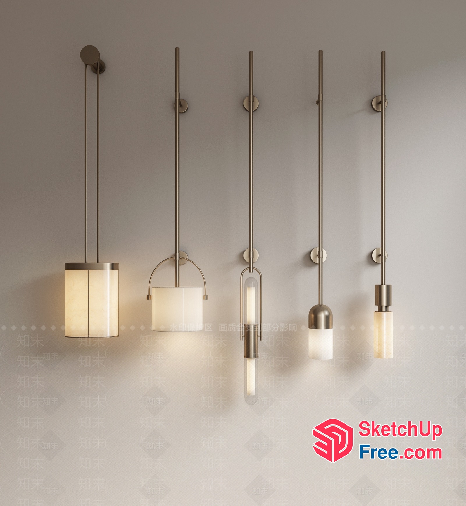Elegant Hanging Light Fixtures With Sleek Metal Accents 3D SketchUp File