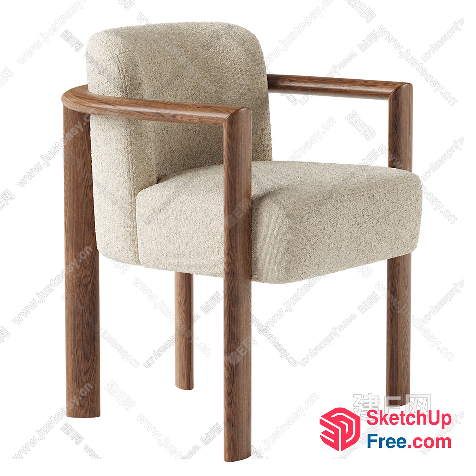 Simple Modern Creamy Style Chair 3D SketchUp File