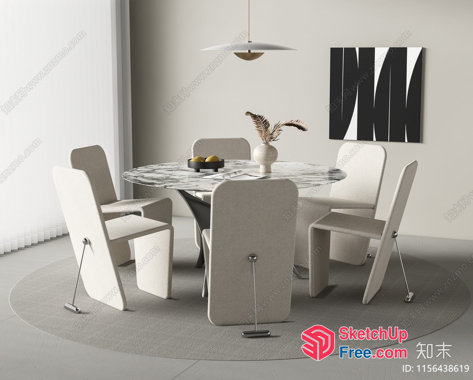 Modern Minimalist Dining Room Interior 3D SketchUp File