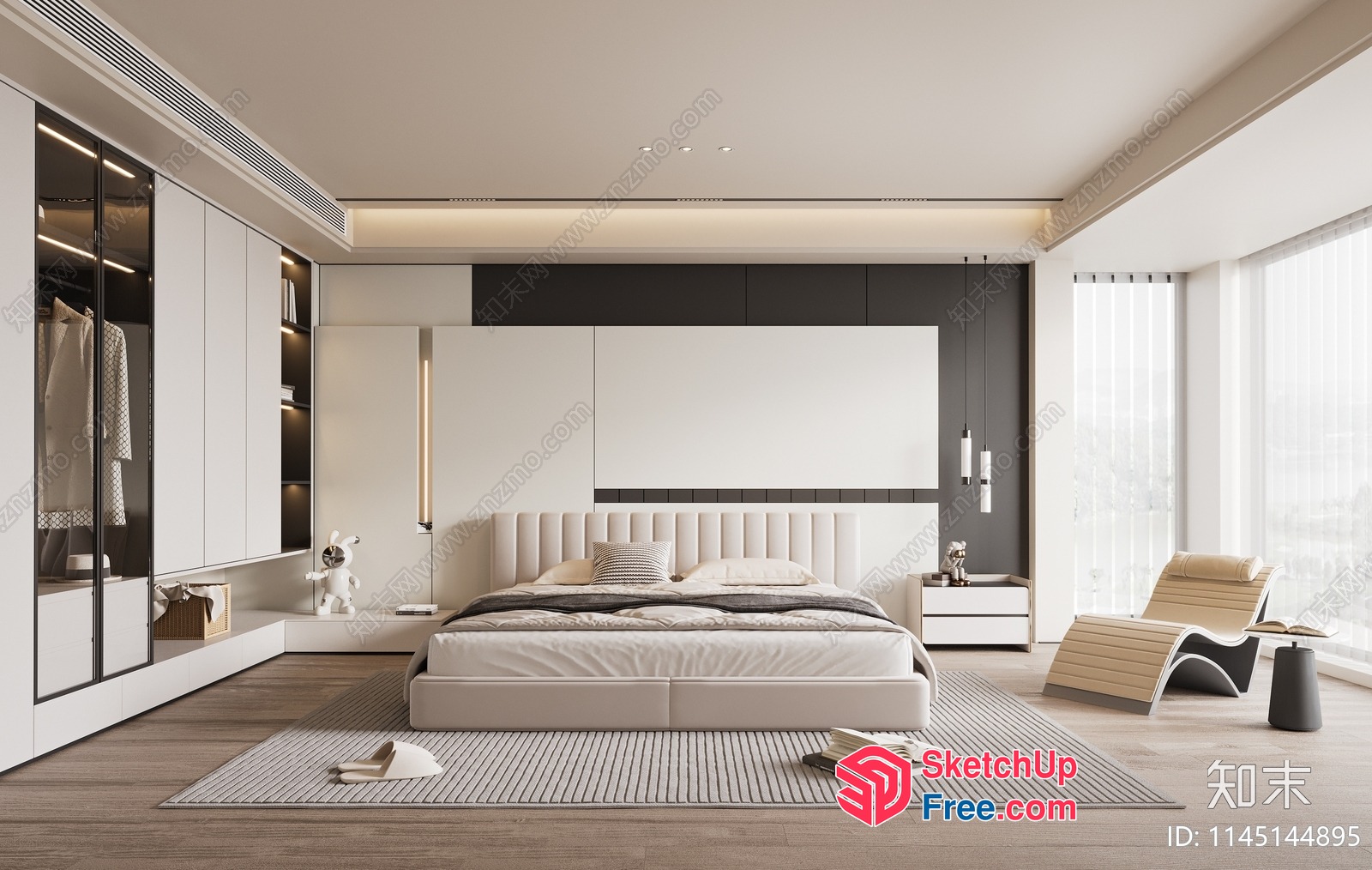 Minimalist Modern Bedroom Interior 3D SketchUp File