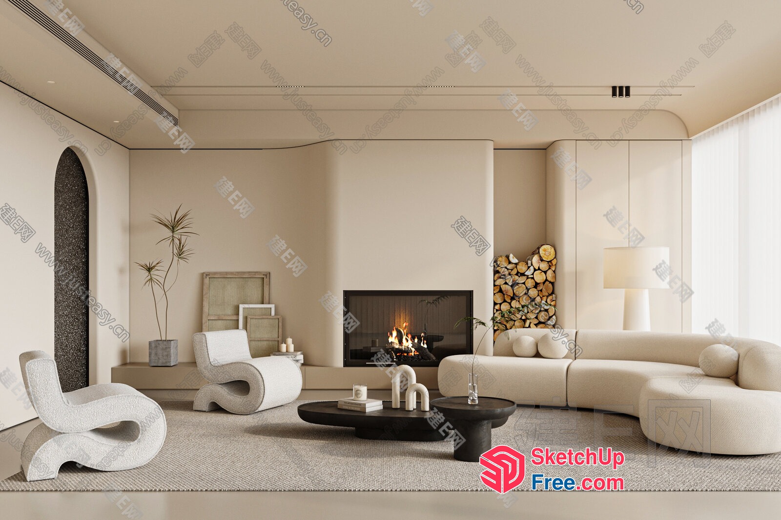 Minimalist Modern Living Room Design 3D SketchUp File
