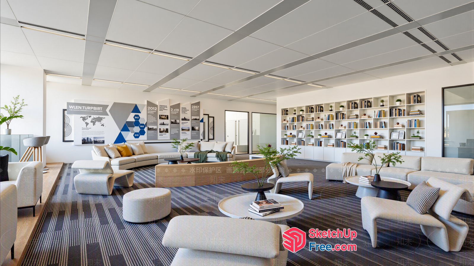 Modern Minimalist Office Space With Elegant Decor 3D SketchUp File