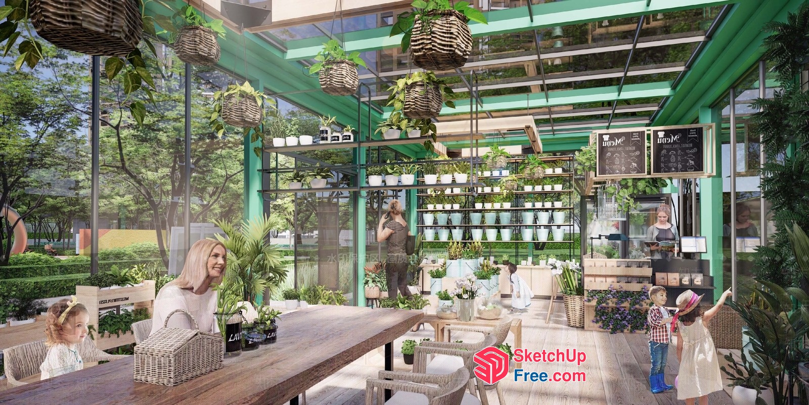 Cozy Garden Cafe Interior 3D SketchUp File