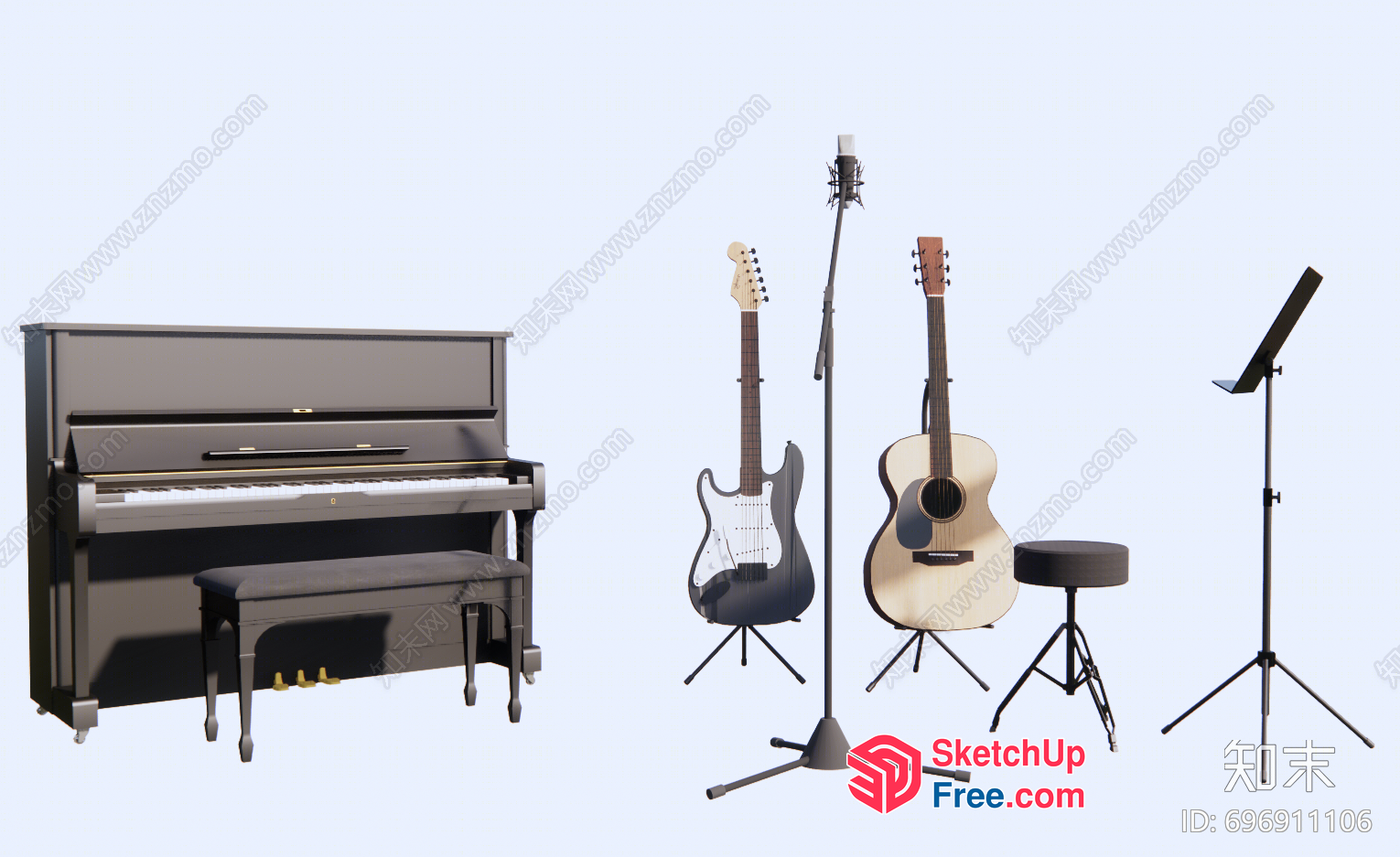 Musical Instruments And Furniture 3D SketchUp File