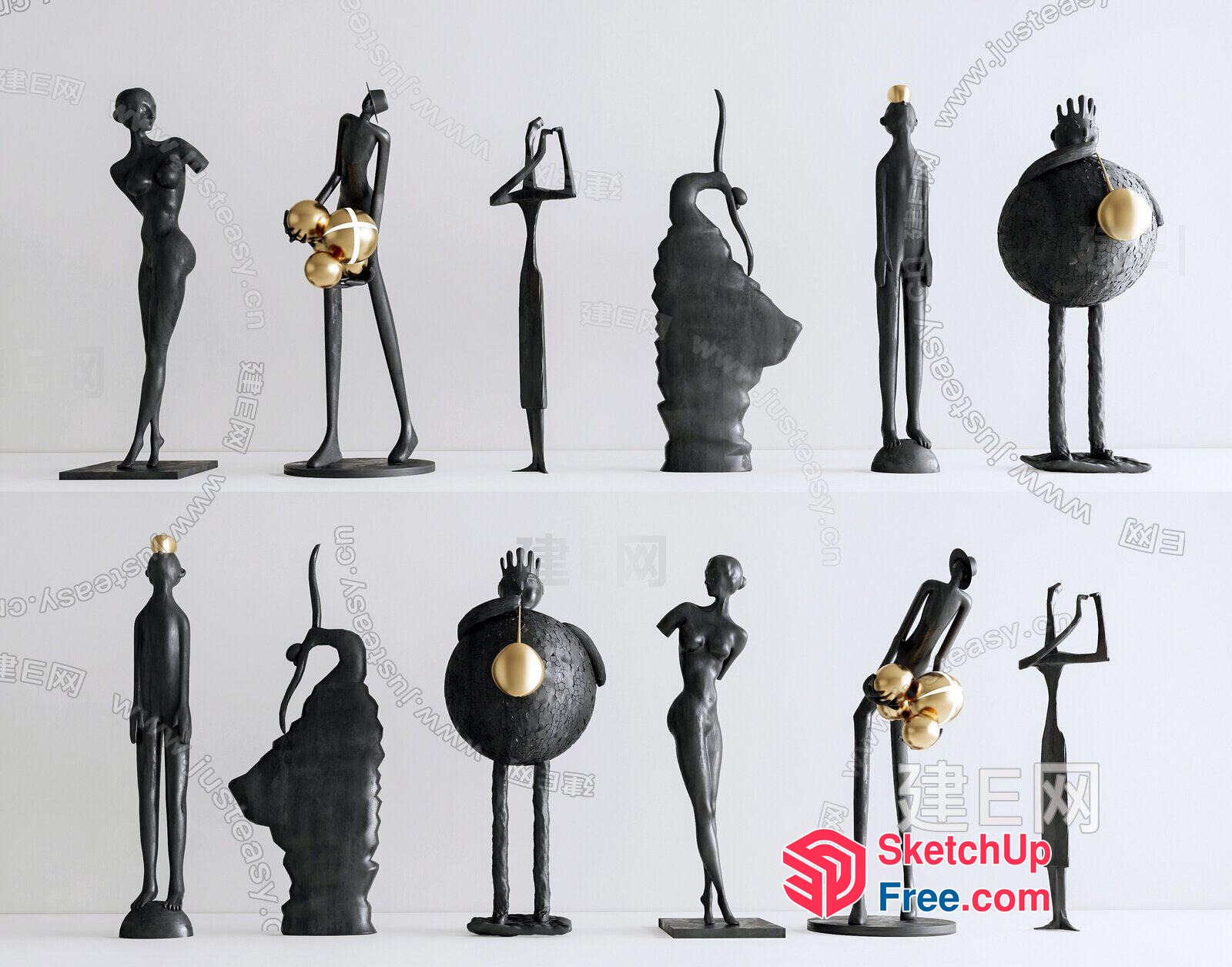 Abstract Sculptures Of Humans And Animals 3D SketchUp File