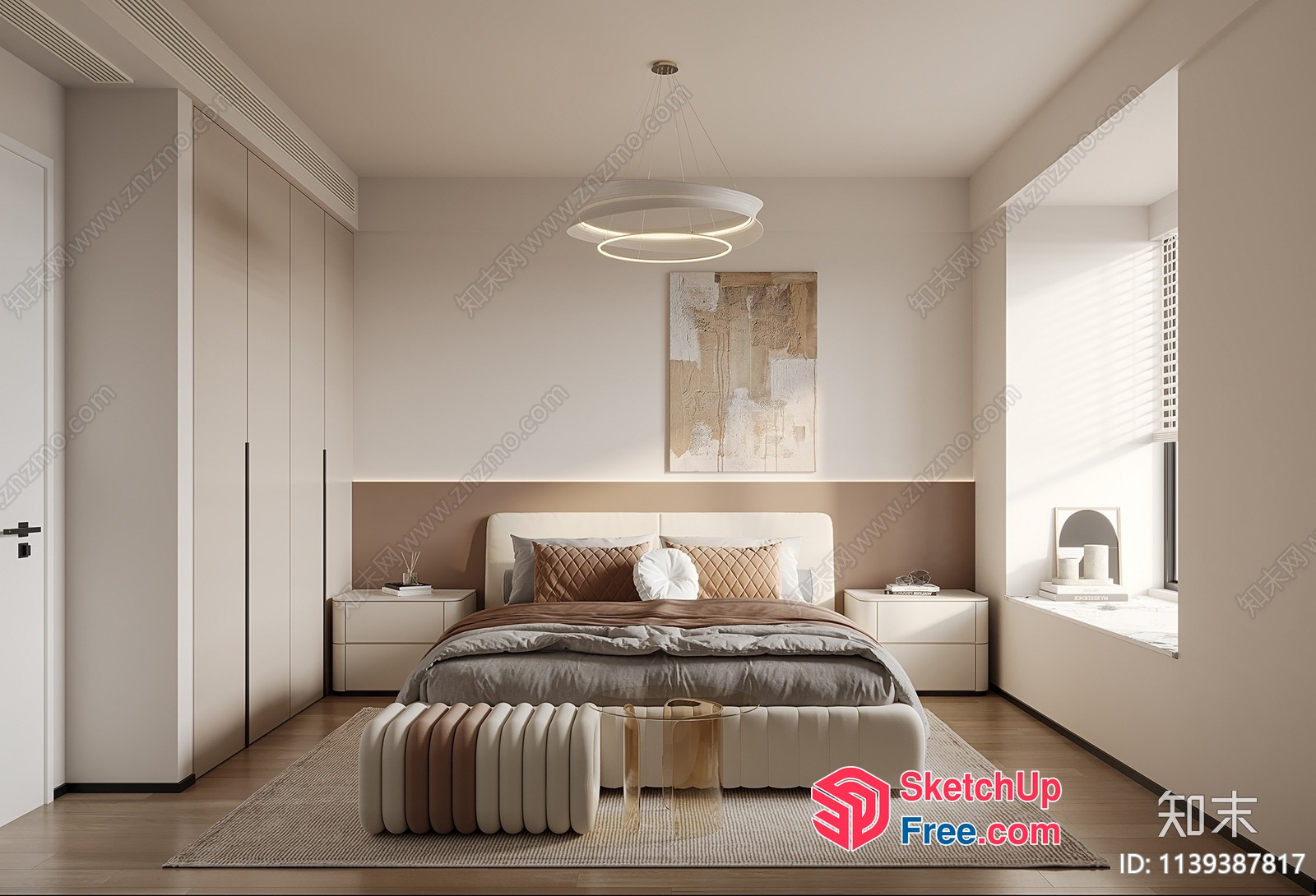 Elegant Minimalist Bedroom Interior Design 3D SketchUp File