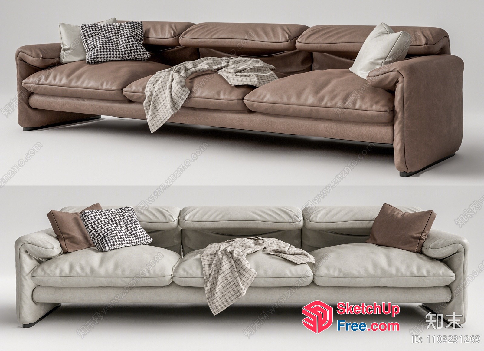 Modern Sofa With Pillows And Blankets 3D SketchUp File