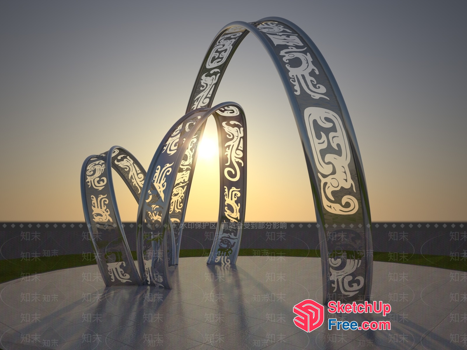 Curved Metal Archway With Ornate Design 3D SketchUp File