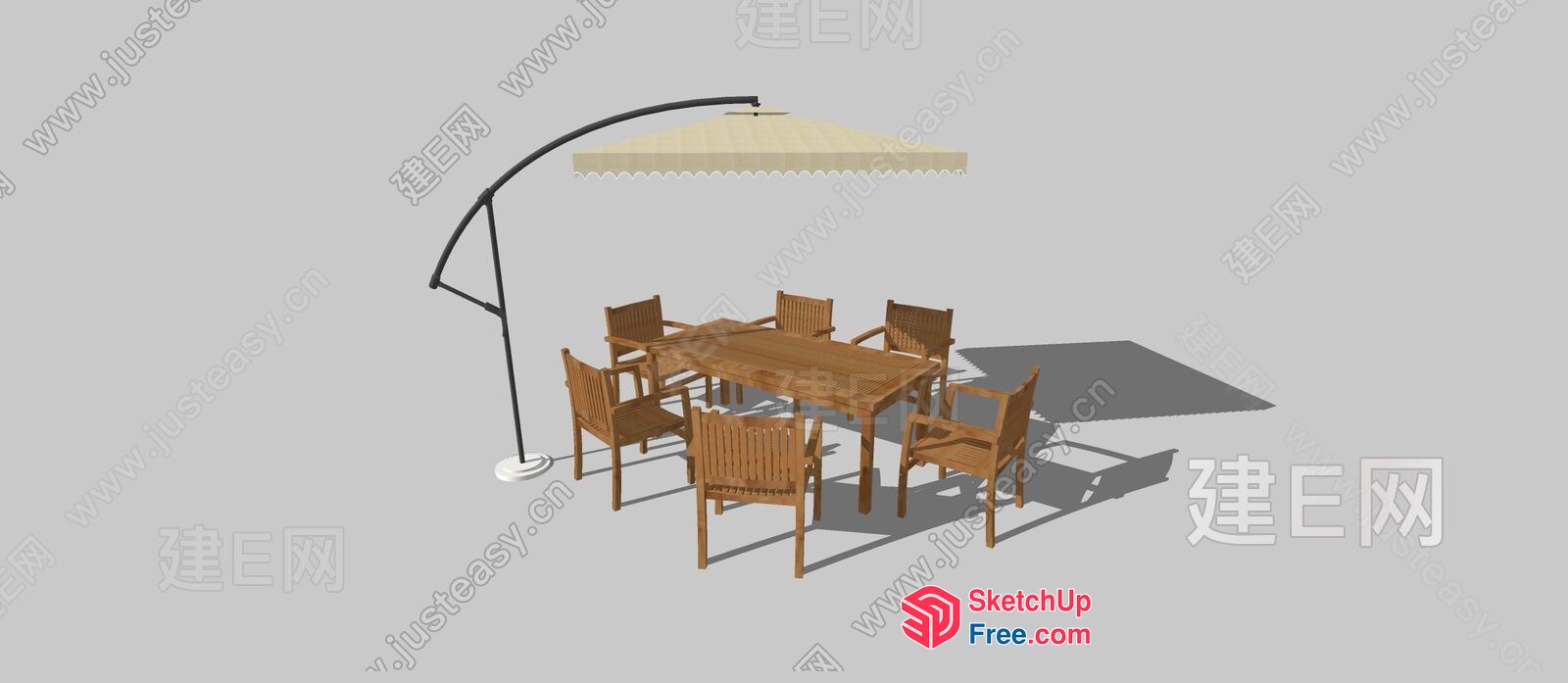 Outdoor Patio Furniture And Umbrella Arrangement 3D SketchUp File