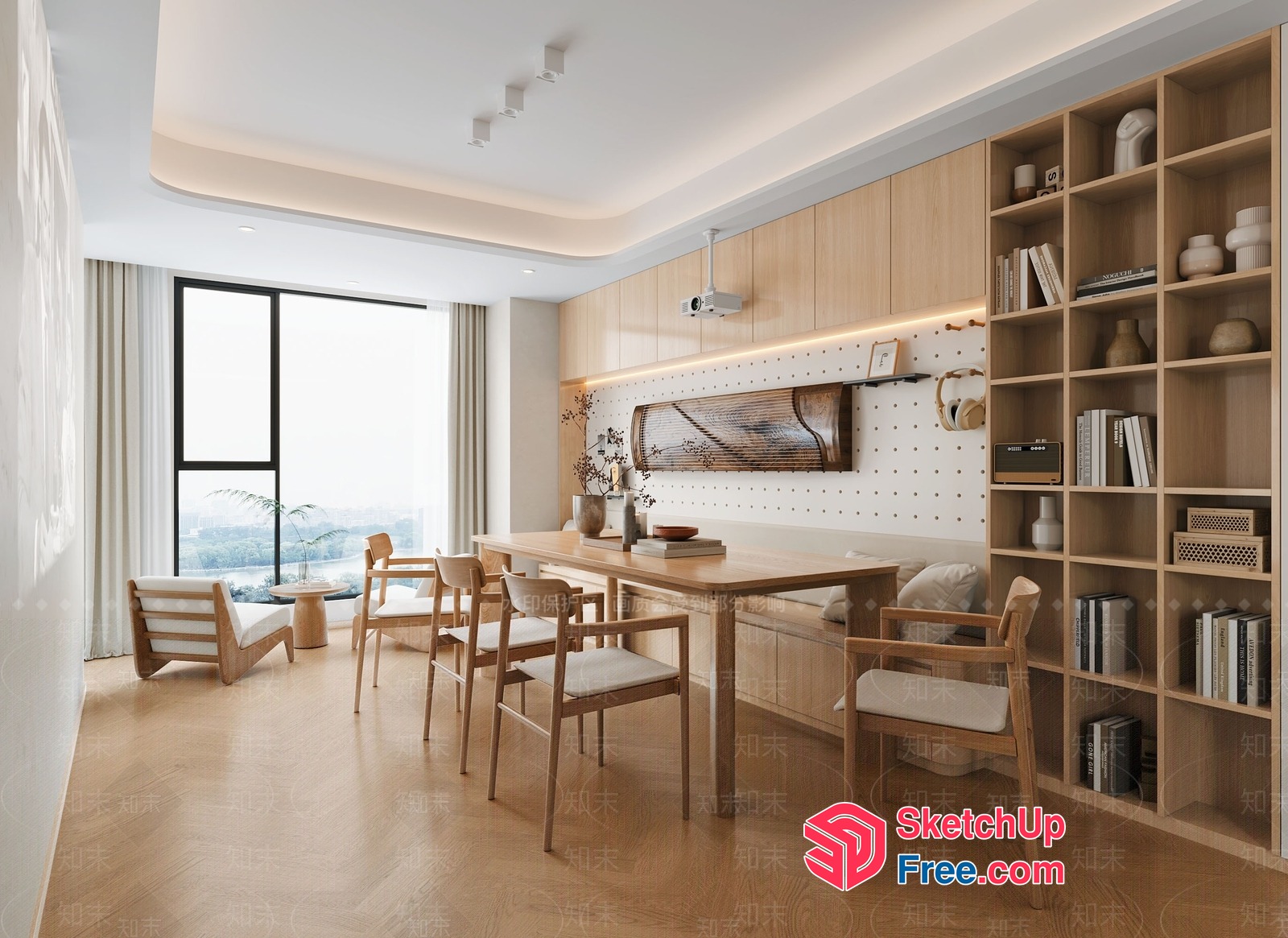 Modern Minimalist Japanese-Inspired Dining Room 3D SketchUp File