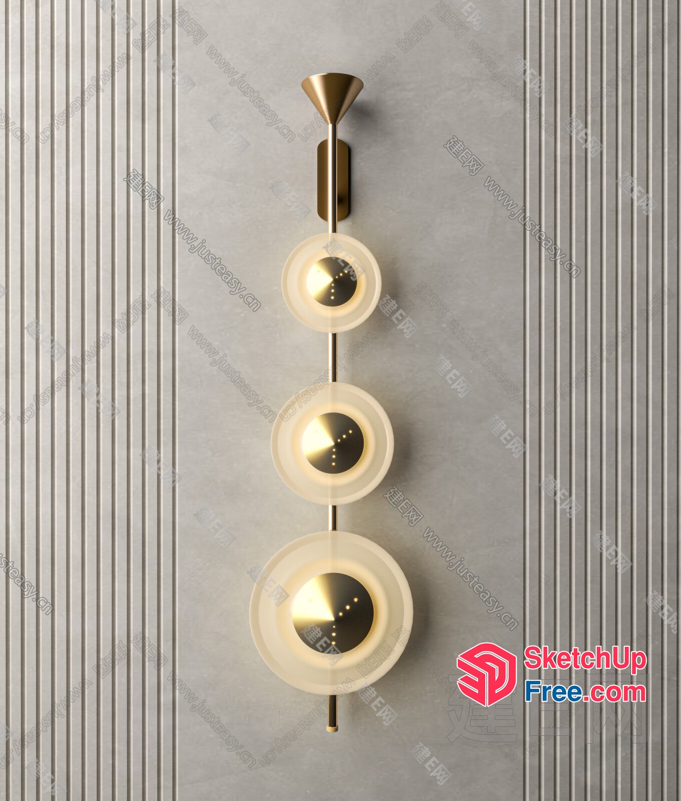 Elegant Modern Minimalist Gold Light Fixture 3D SketchUp File
