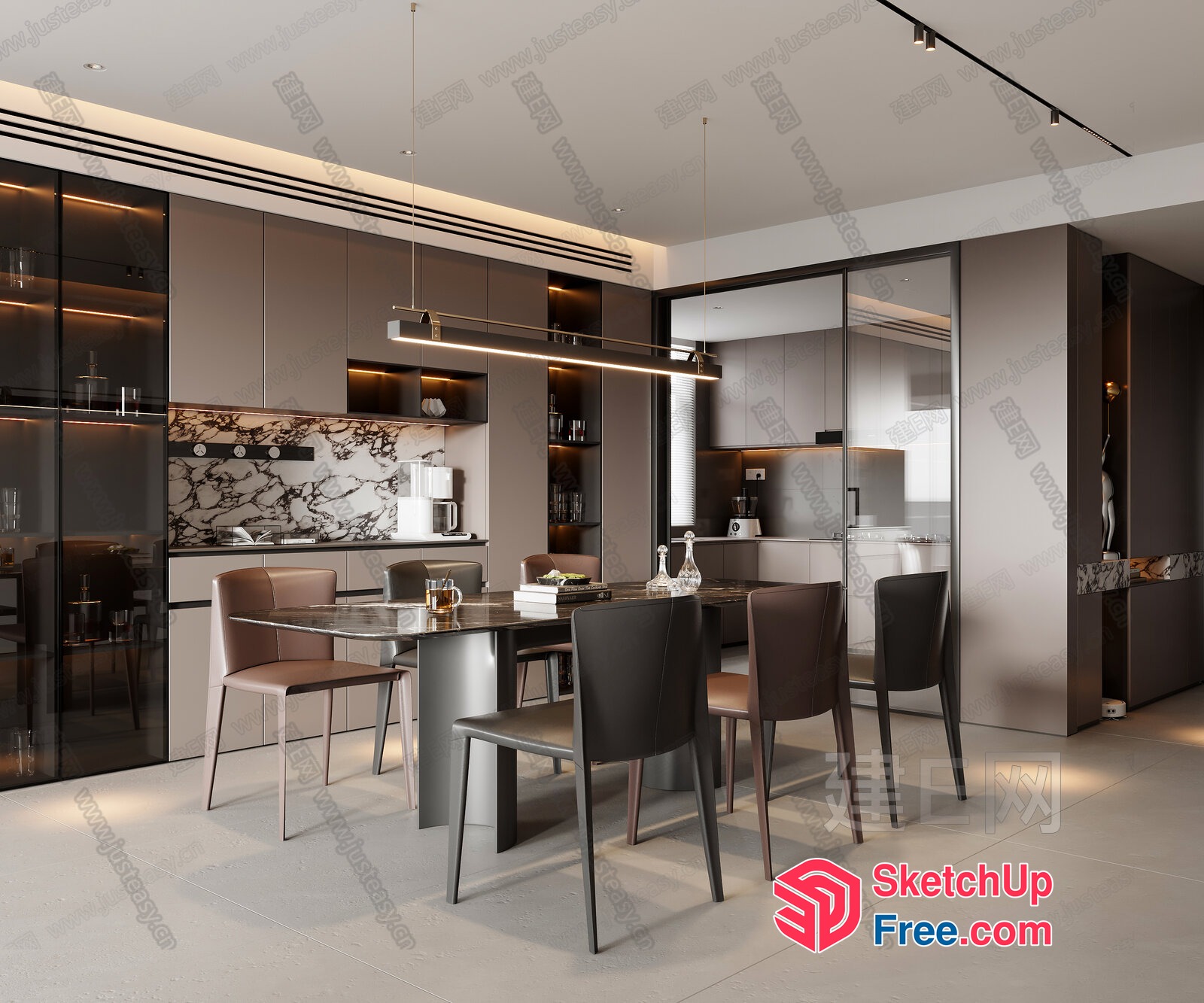 Modern Kitchen And Dining Room Interior Design 3D SketchUp File