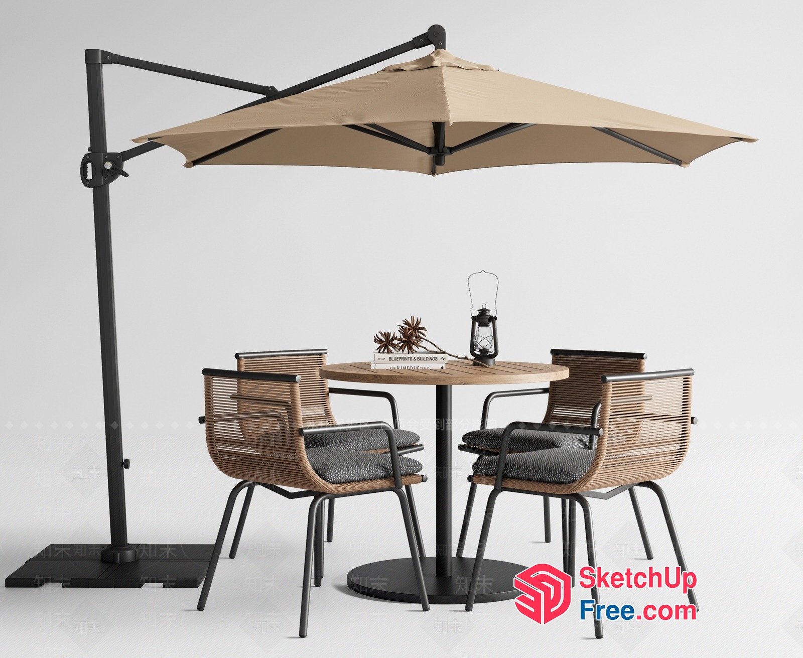Outdoor Patio Furniture Set With Umbrella 3D SketchUp File