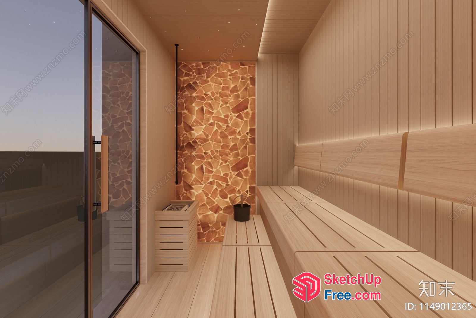 Modern Sauna Interior With Natural Light 3D SketchUp File