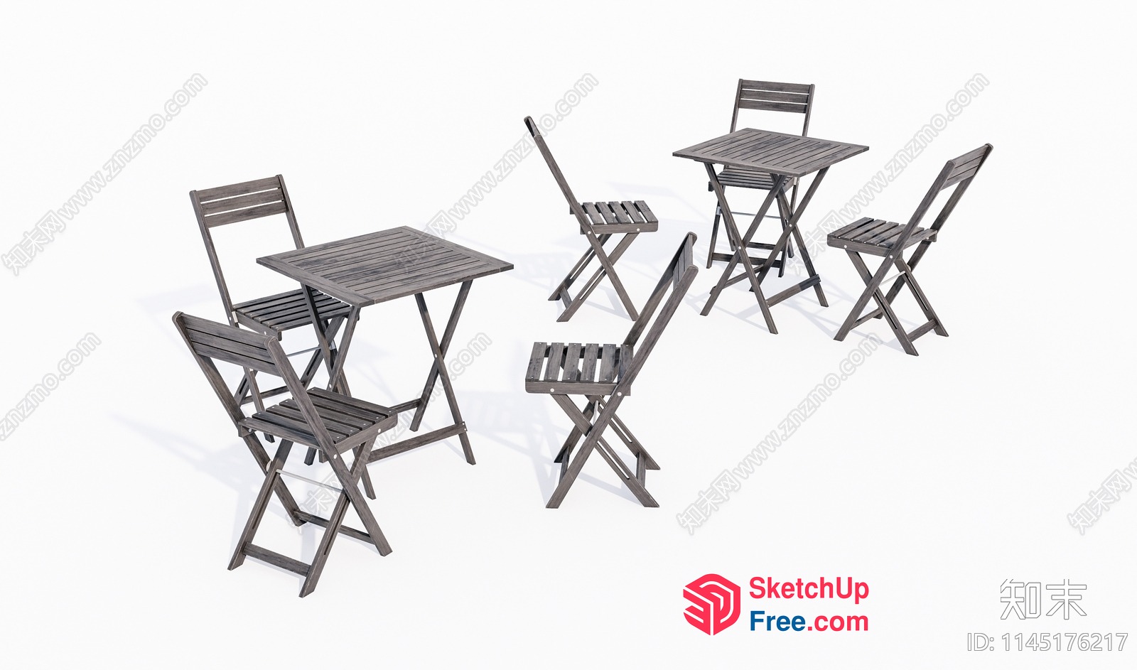 Outdoor Folding Table And Chairs Set 3D SketchUp File