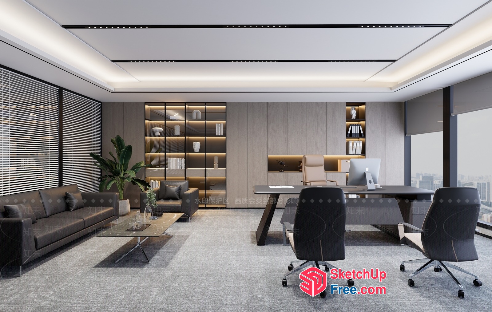 Modern Office Space With Minimalist Furniture And Natural Light 3D SketchUp File