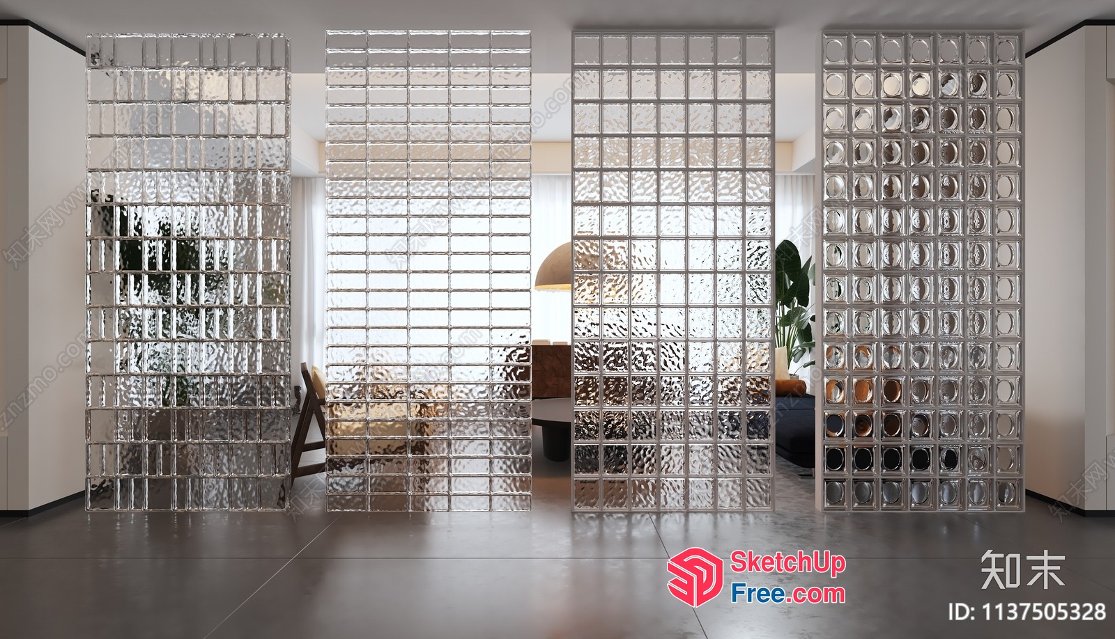 Modern Glass Brick Interior Design 3D SketchUp File